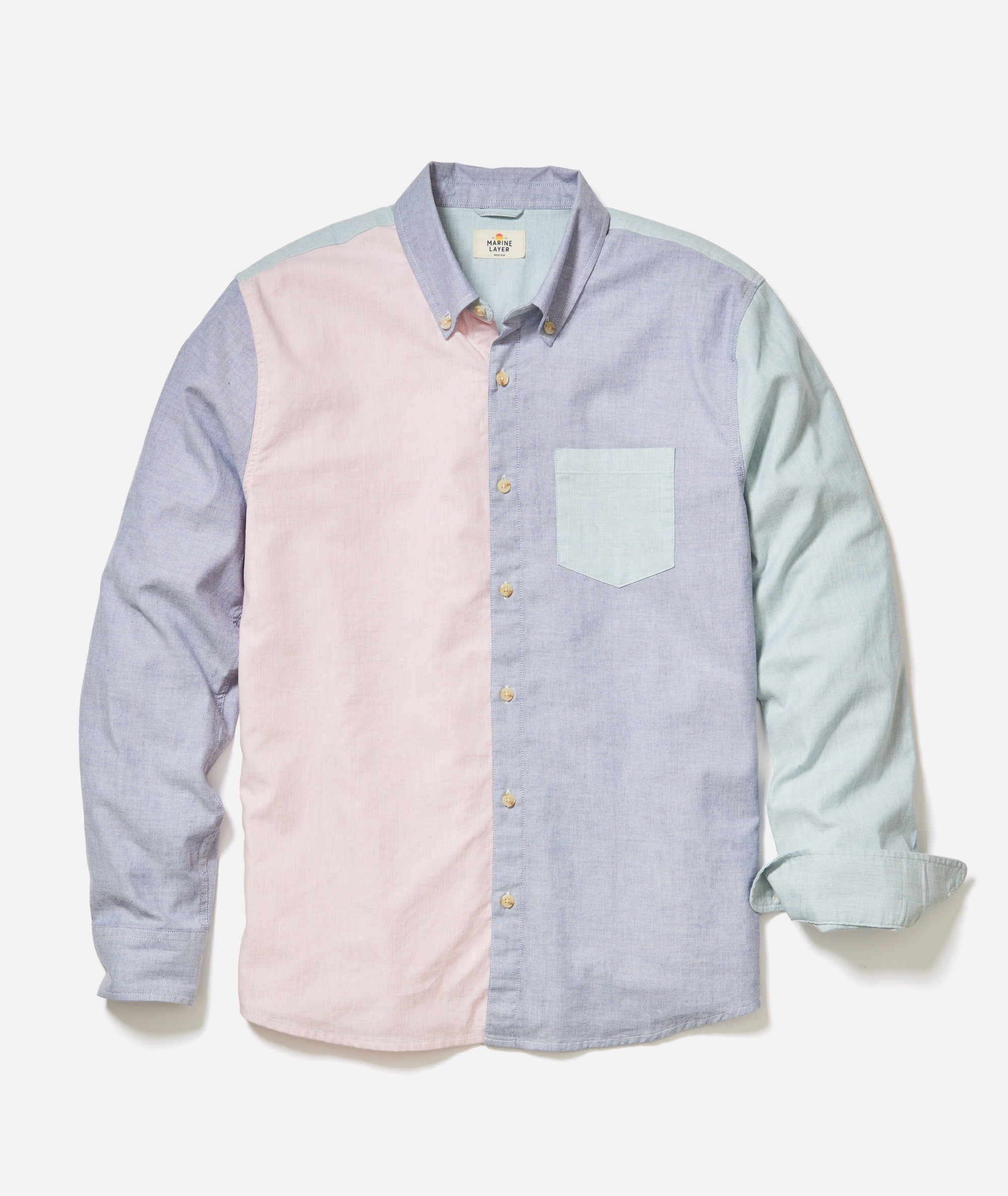 colorblock dress shirt VERY J Long Sleeve Color Block Striped Shirt Size M