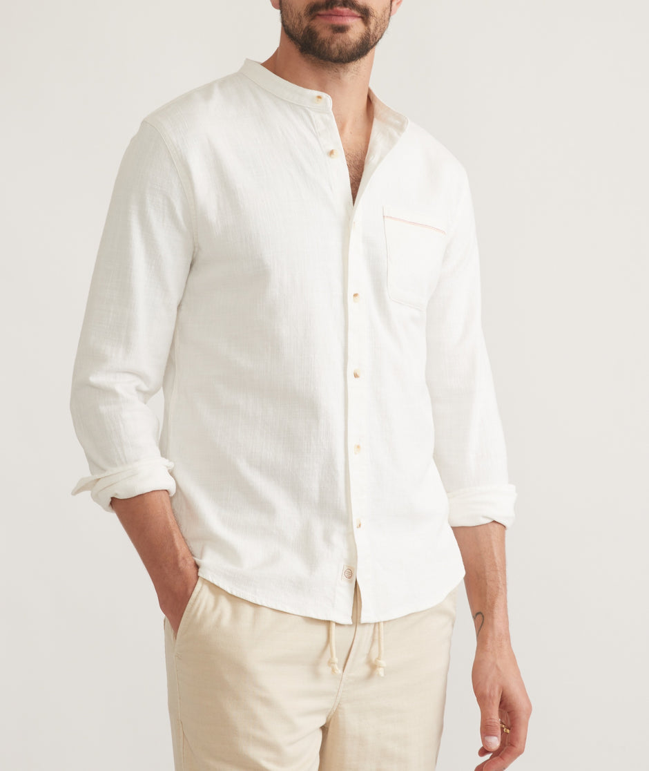 Banded Collar Stretch Selvage Shirt