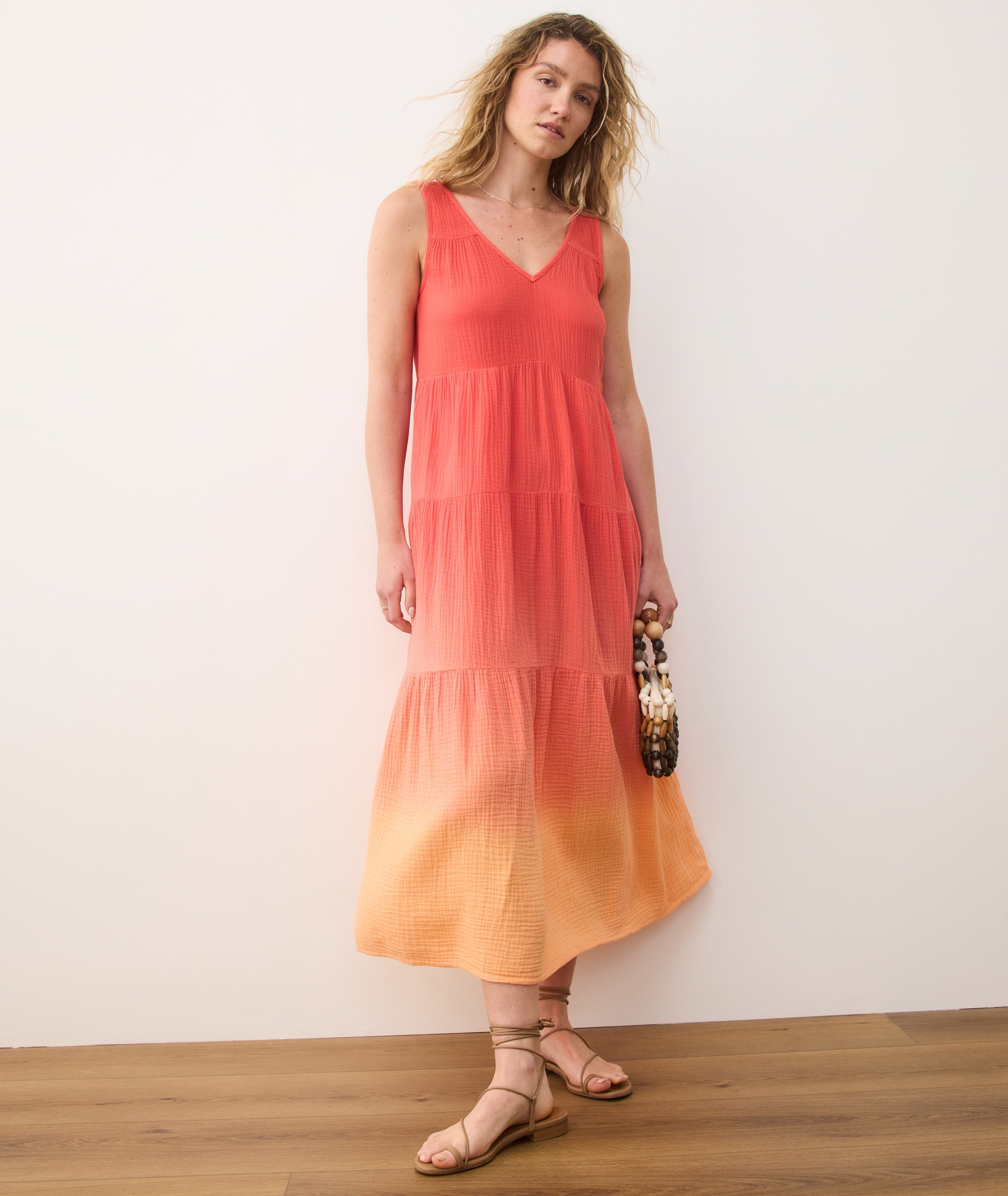 Women's Corinne Double Cloth Maxi Dress | Hibiscus Dip Dye | XS by Marine Layer Women's Corinne Double Cloth Maxi Dress | Hibiscus Dip Dye | XS by Marine Layer