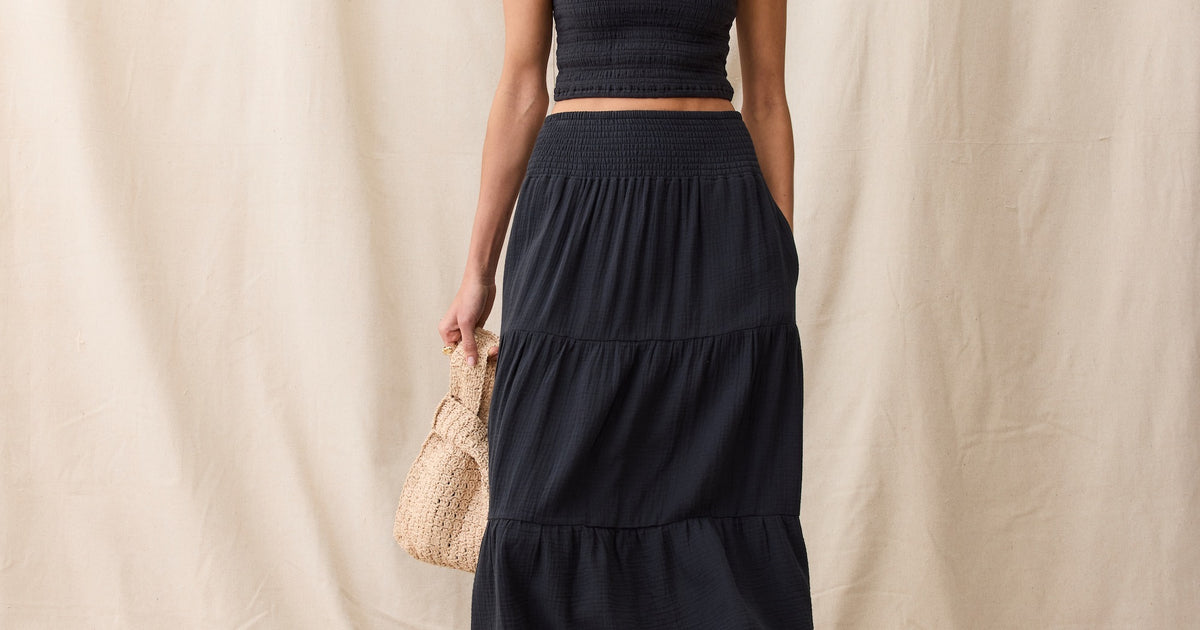corinne double cloth maxi dress Corinne Double Cloth Maxi Skirt – Marine Layer