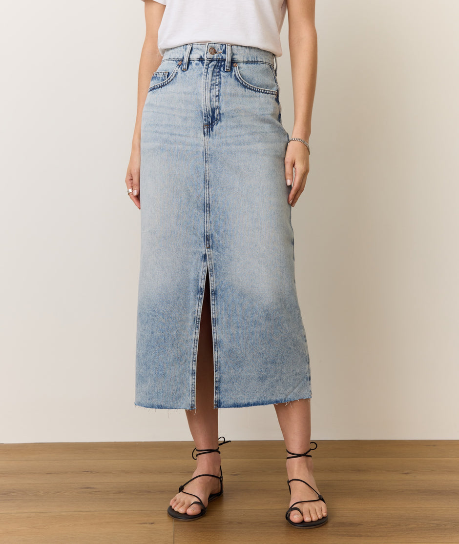 Fawn Denim Midi Skirt