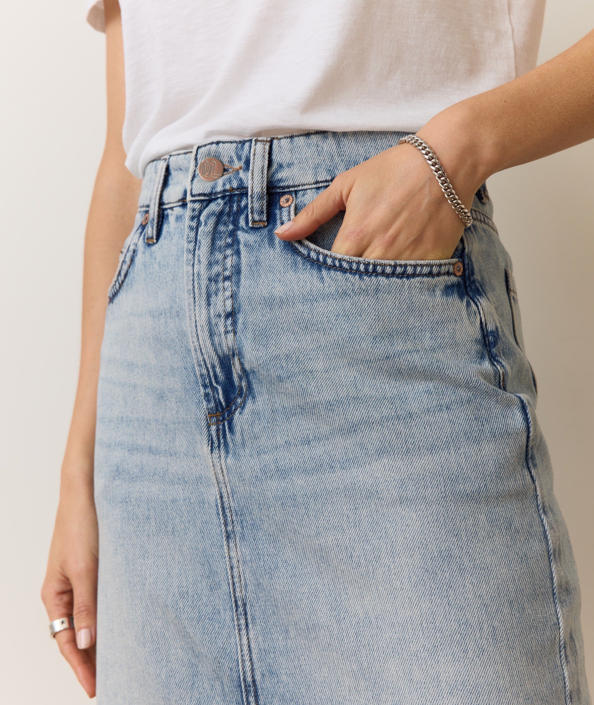 Fawn Denim Midi Skirt – Marine Layer - Main Image