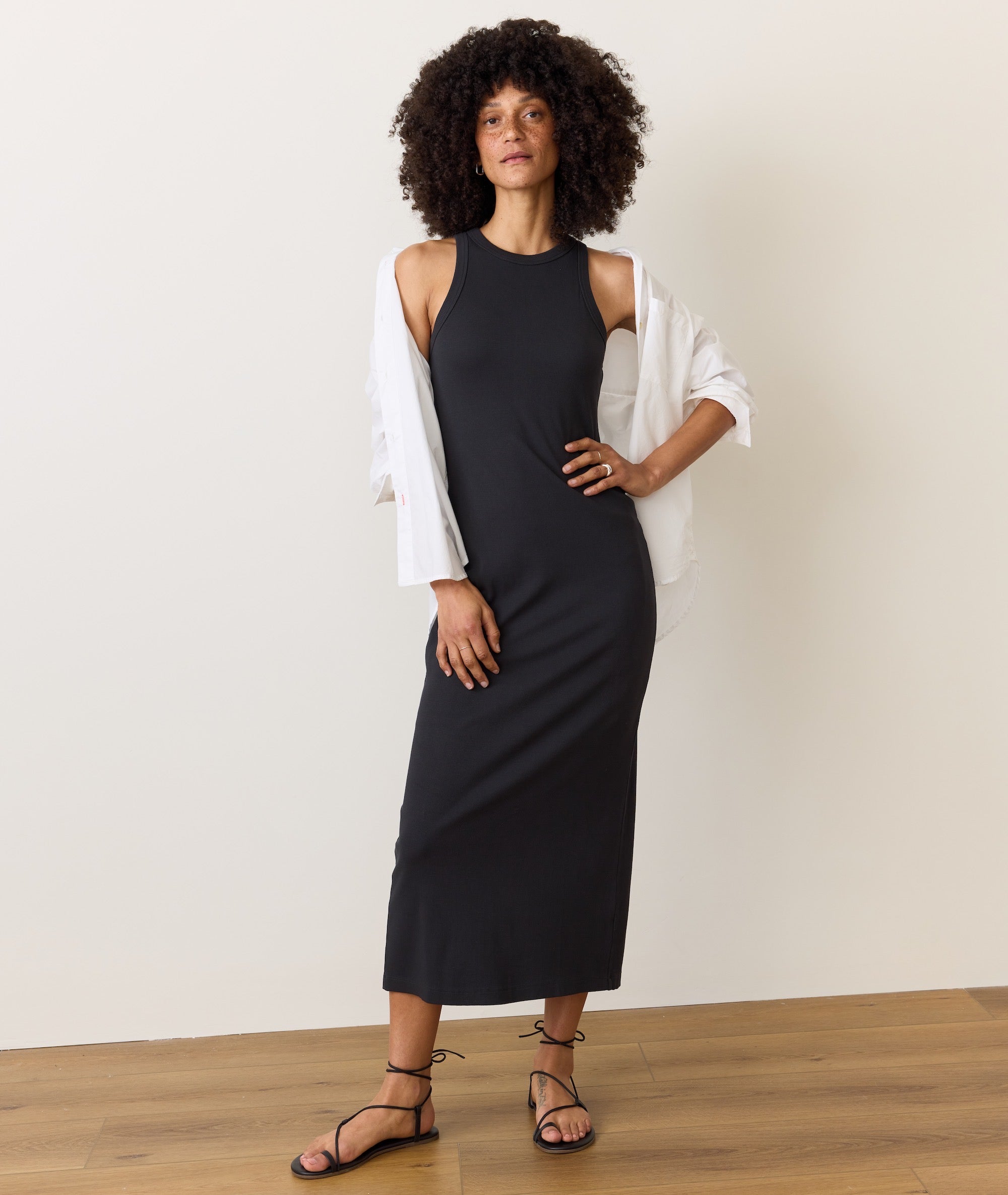 Marine Layer Lexi Rib Sun-In Maxi Dress - Black / L Marine Layer Lexi Rib Sun-In Maxi Dress - Black / L