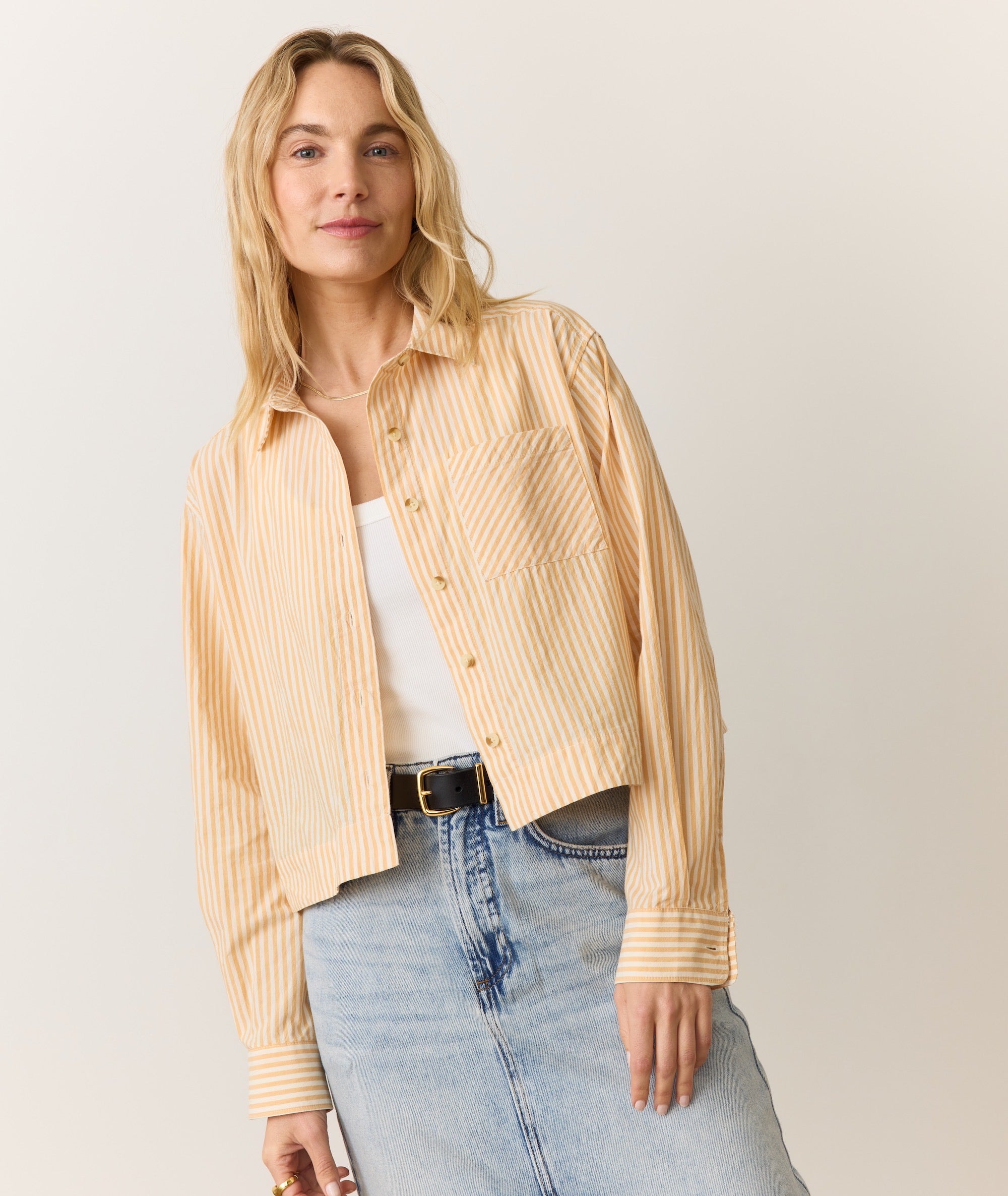 Mia Cropped Shirt in Cali Poplin
