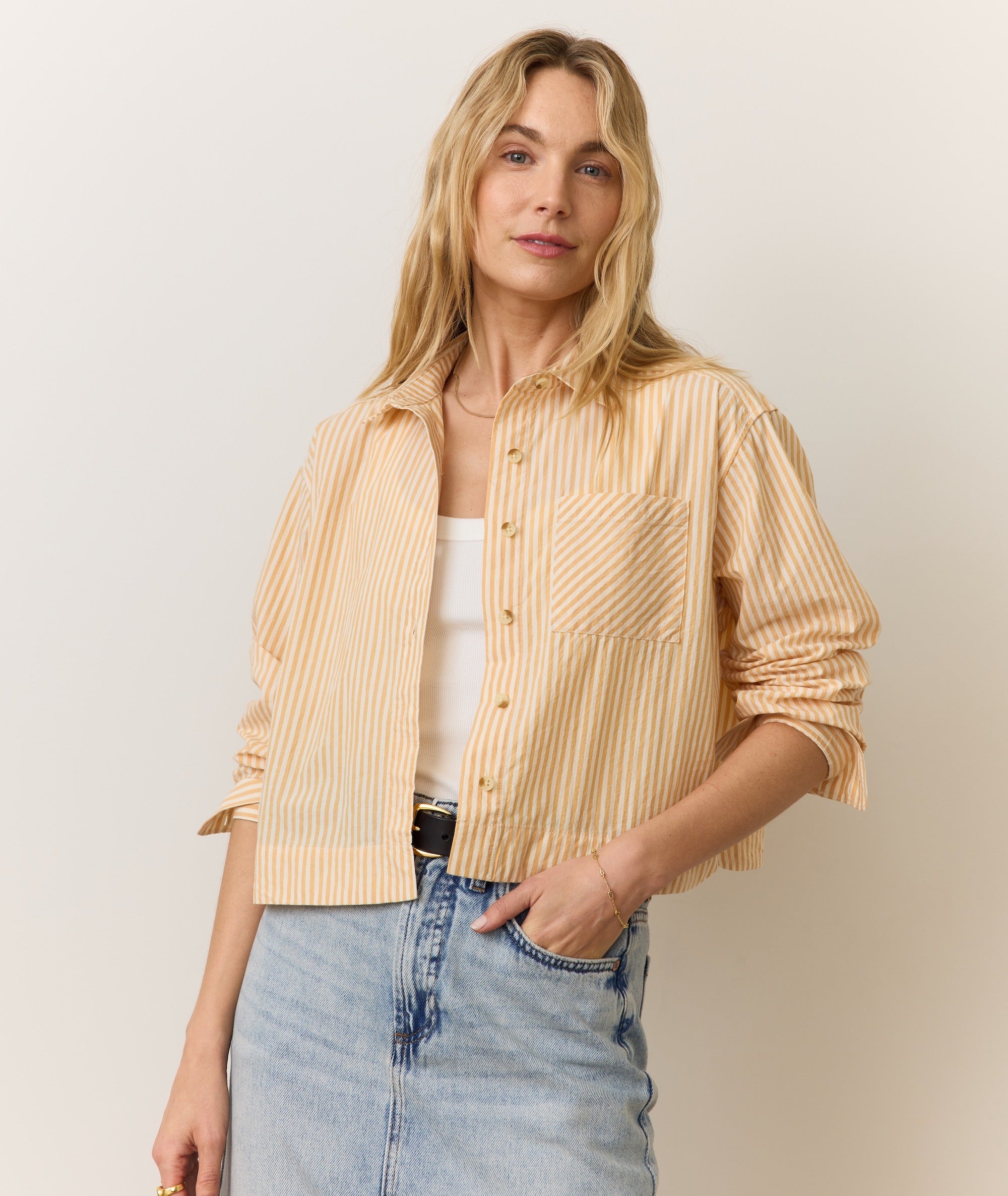 Mia Cropped Shirt in Cali Poplin