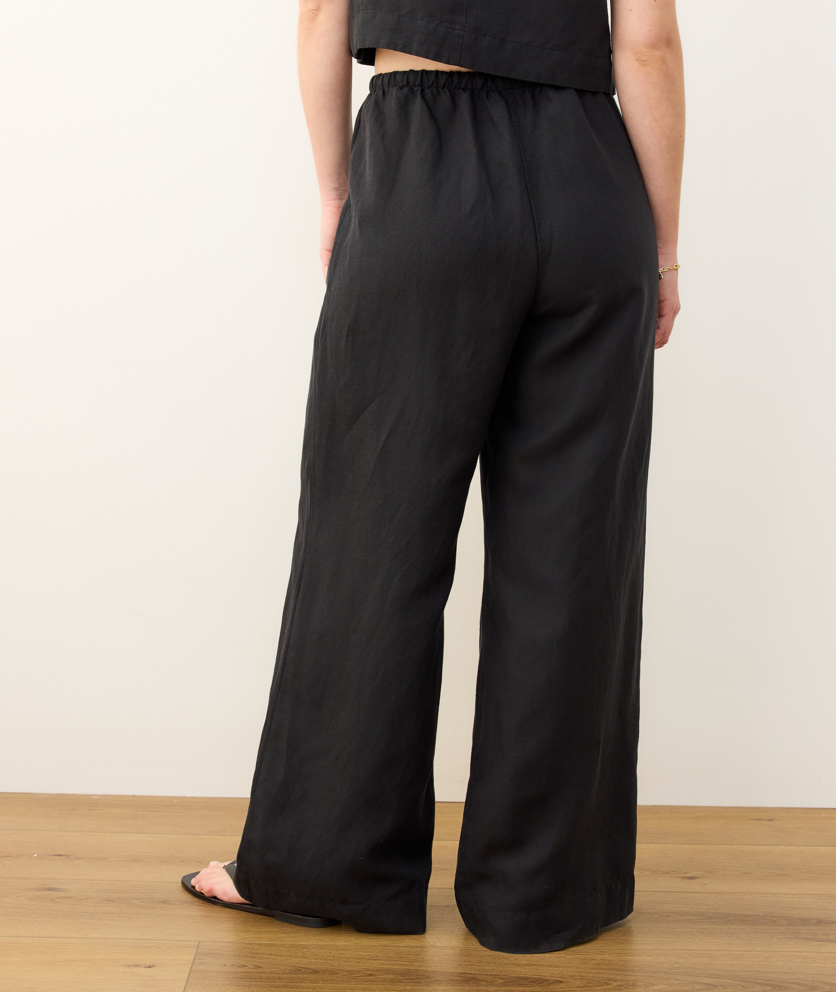 Linen Drawstring Wide Leg Pant