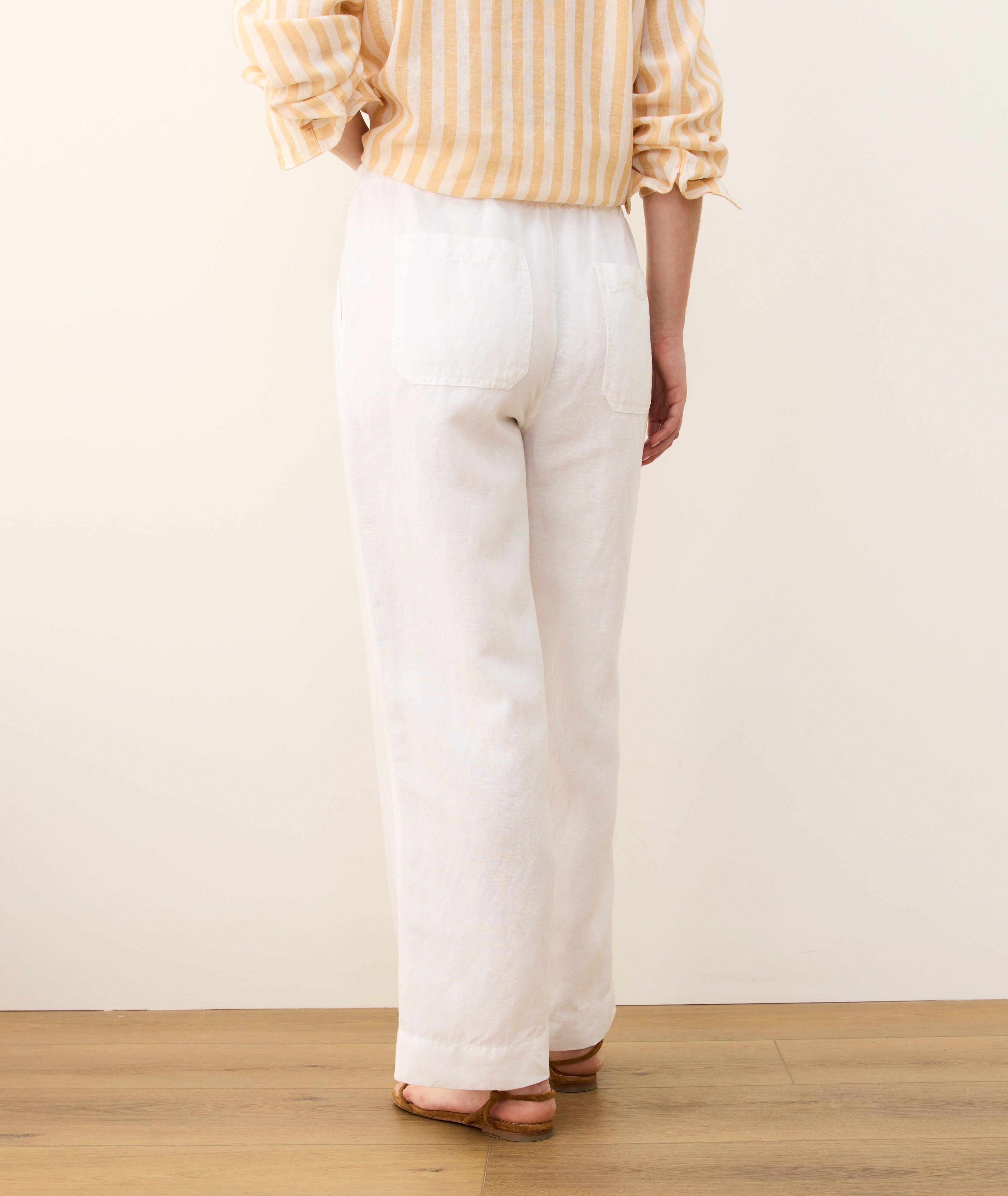 Linen Drawstring Straight Leg Pant