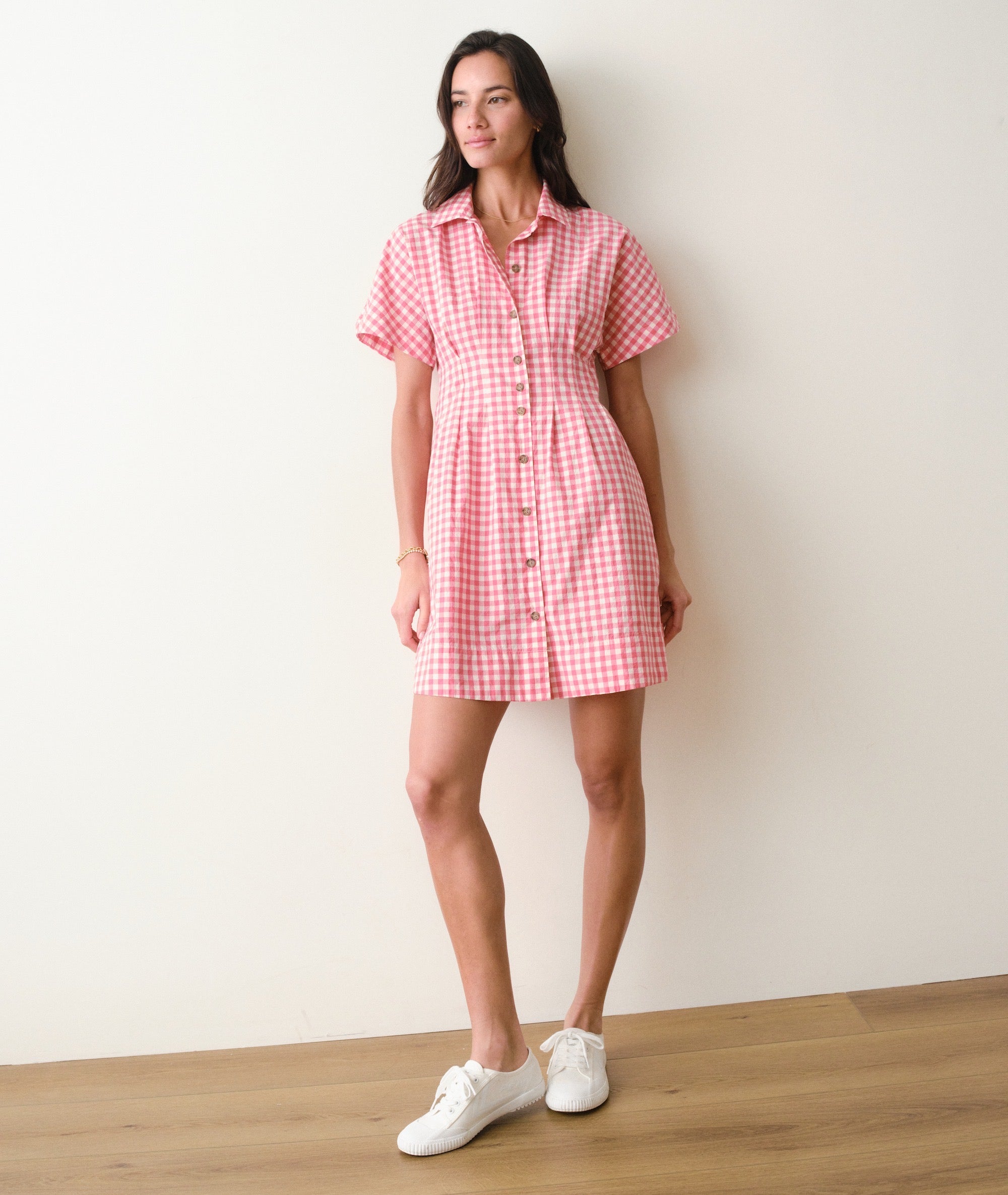 Marine Layer Women's Nova Pima Cotton Gingham Mini Shirtdress - Pink - Mini dresses Marine Layer Women's Nova Pima Cotton Gingham Mini Shirtdress - Pink - Mini dresses