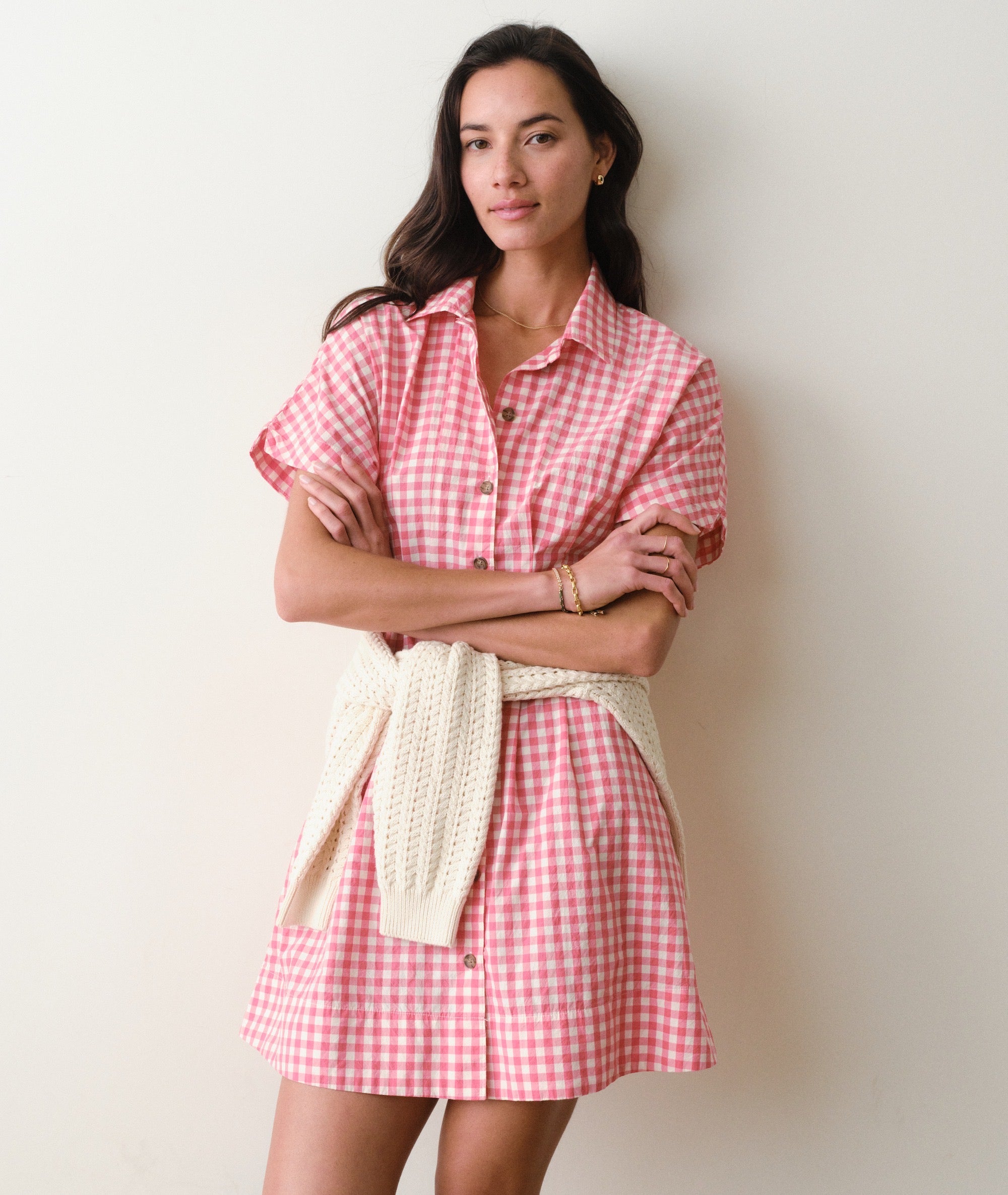 Marine Layer Women's Nova Pima Cotton Gingham Mini Shirtdress - Pink - Mini dresses Marine Layer Women's Nova Pima Cotton Gingham Mini Shirtdress - Pink - Mini dresses