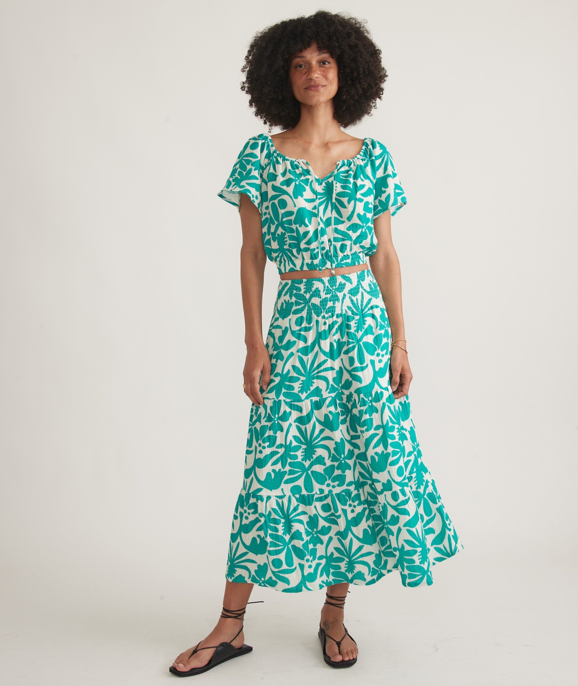 Corinna pleated maxi skirt in flora mirage shop