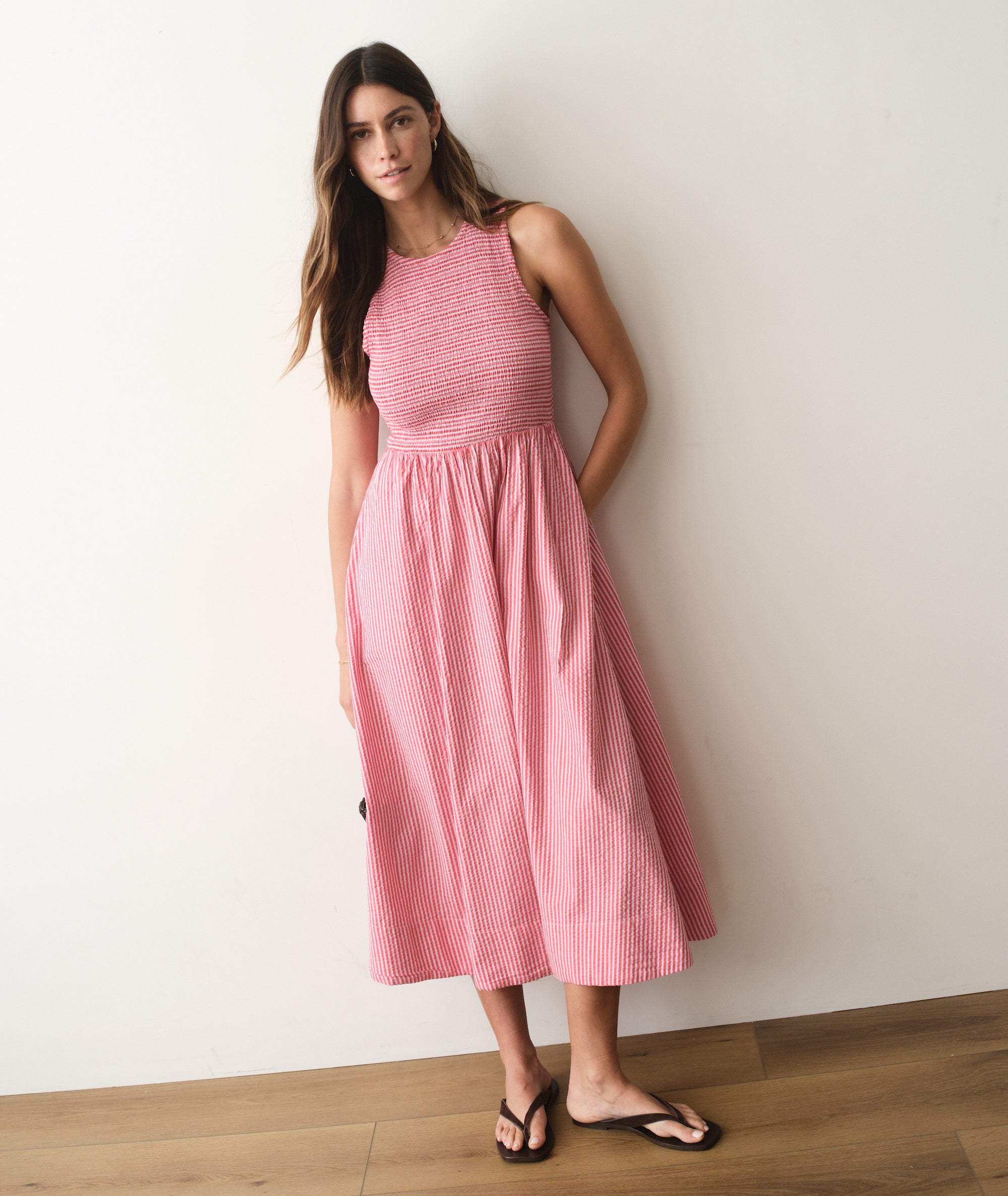 Marine Layer Darcy Seersucker Maxi Dress - Women's Pink Stripe, XS Marine Layer Darcy Seersucker Maxi Dress - Women's Pink Stripe, XS