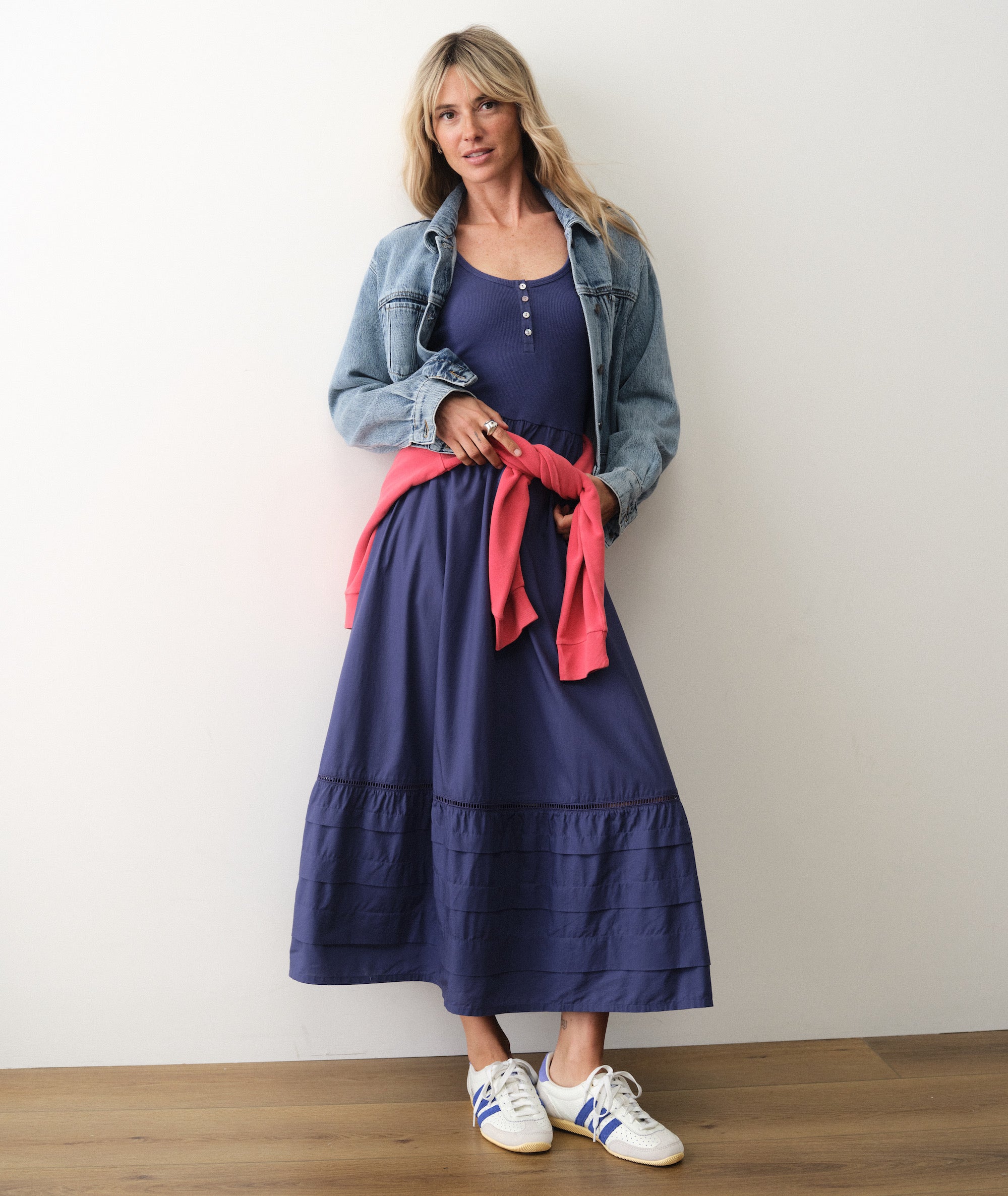 Women's Lexi Rib Split Dress | Navy | Large by Marine Layer Women's Lexi Rib Split Dress | Navy | Large by Marine Layer
