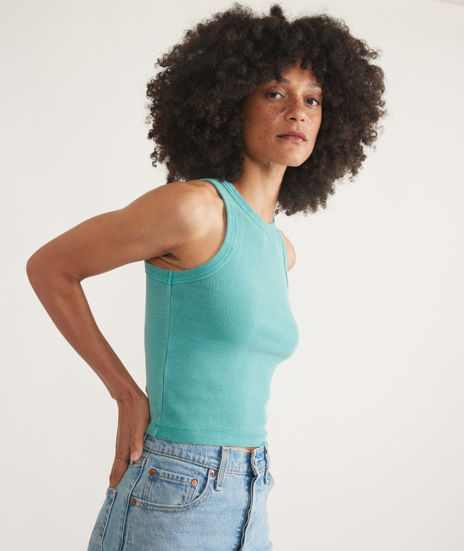 Lexi Rib Sun-In High Neck Crop Tank