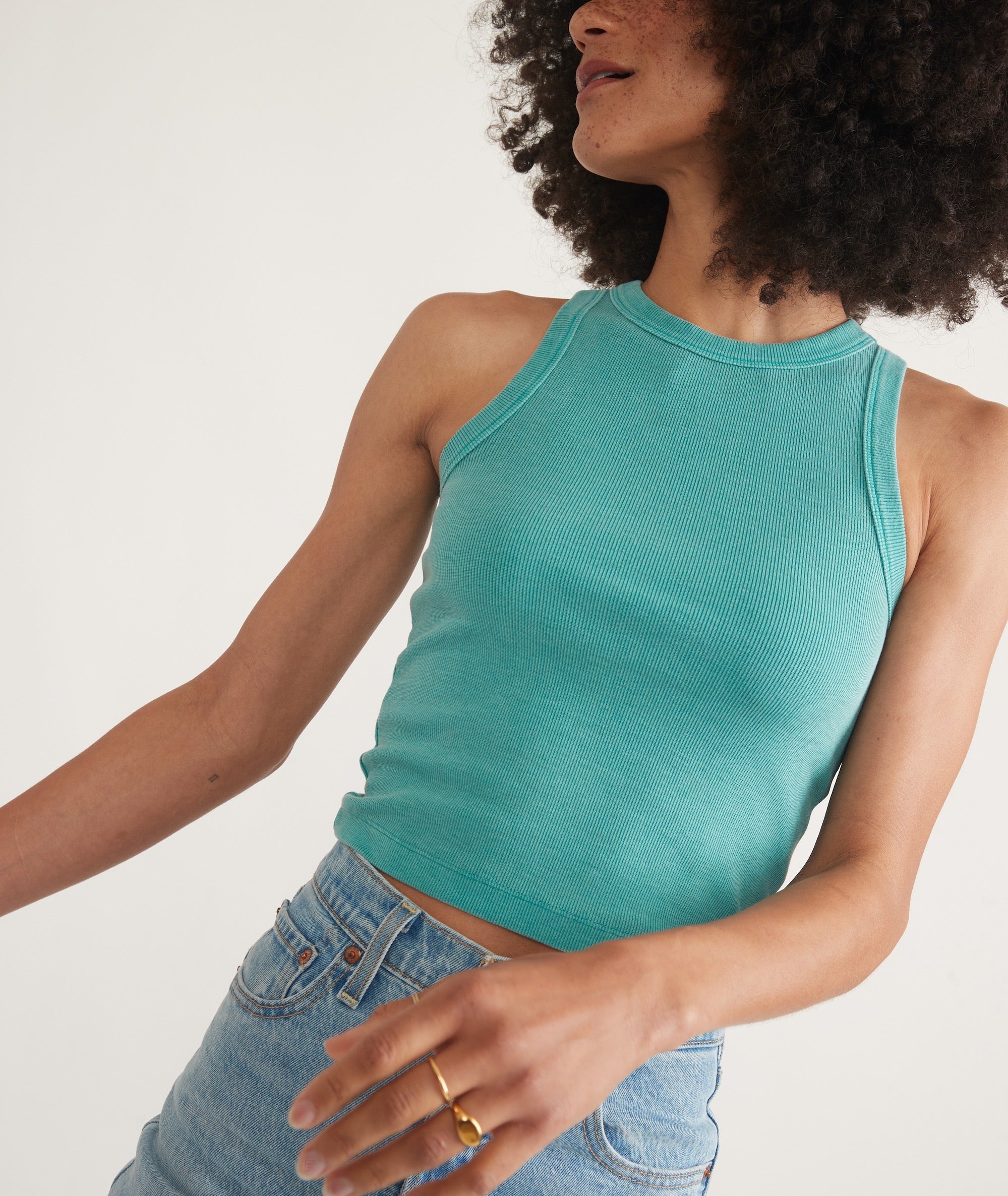 Lexi Rib Sun-In High Neck Crop Tank