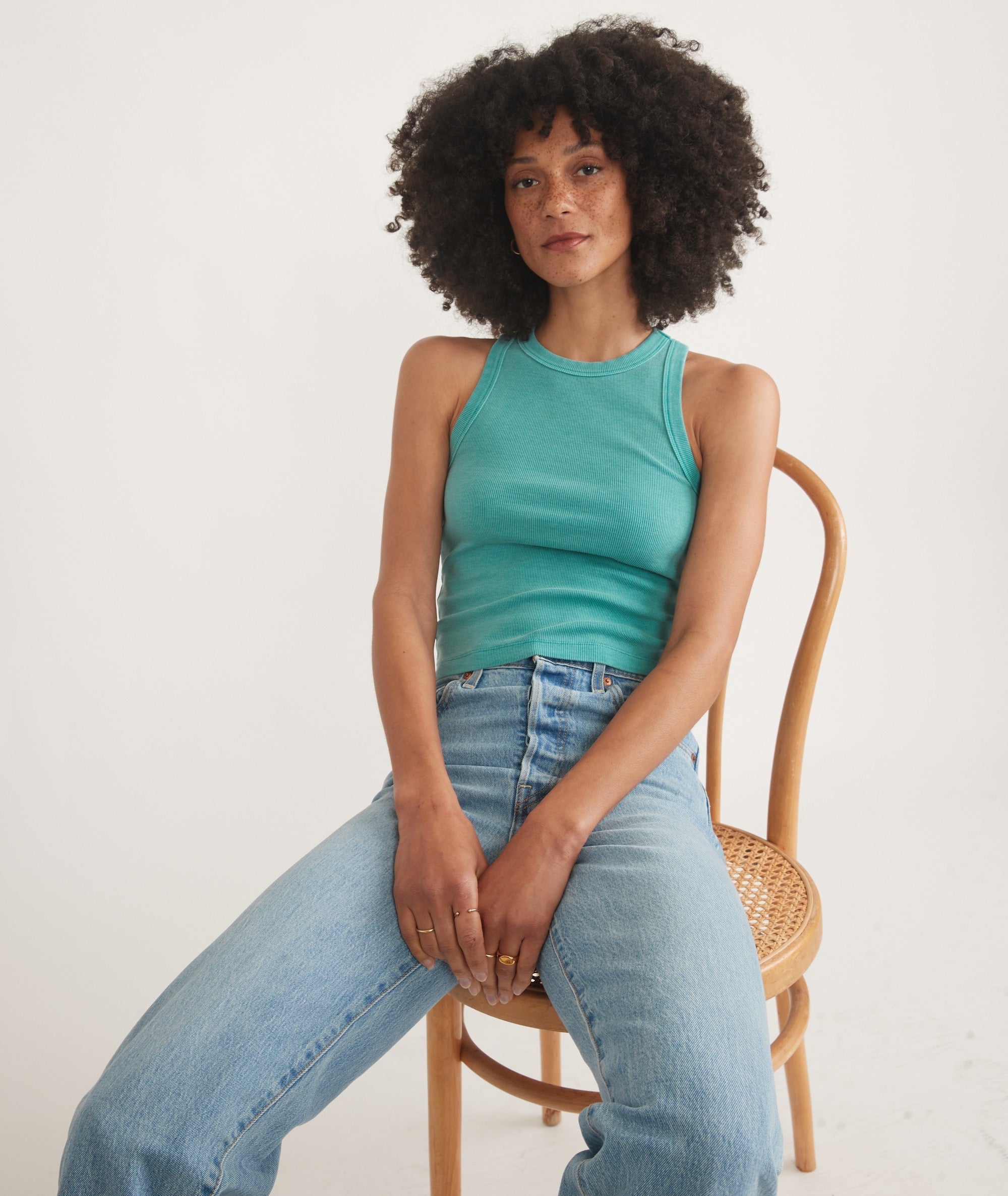 Marine Layer Lexi Rib Sun Top - Deep Aqua