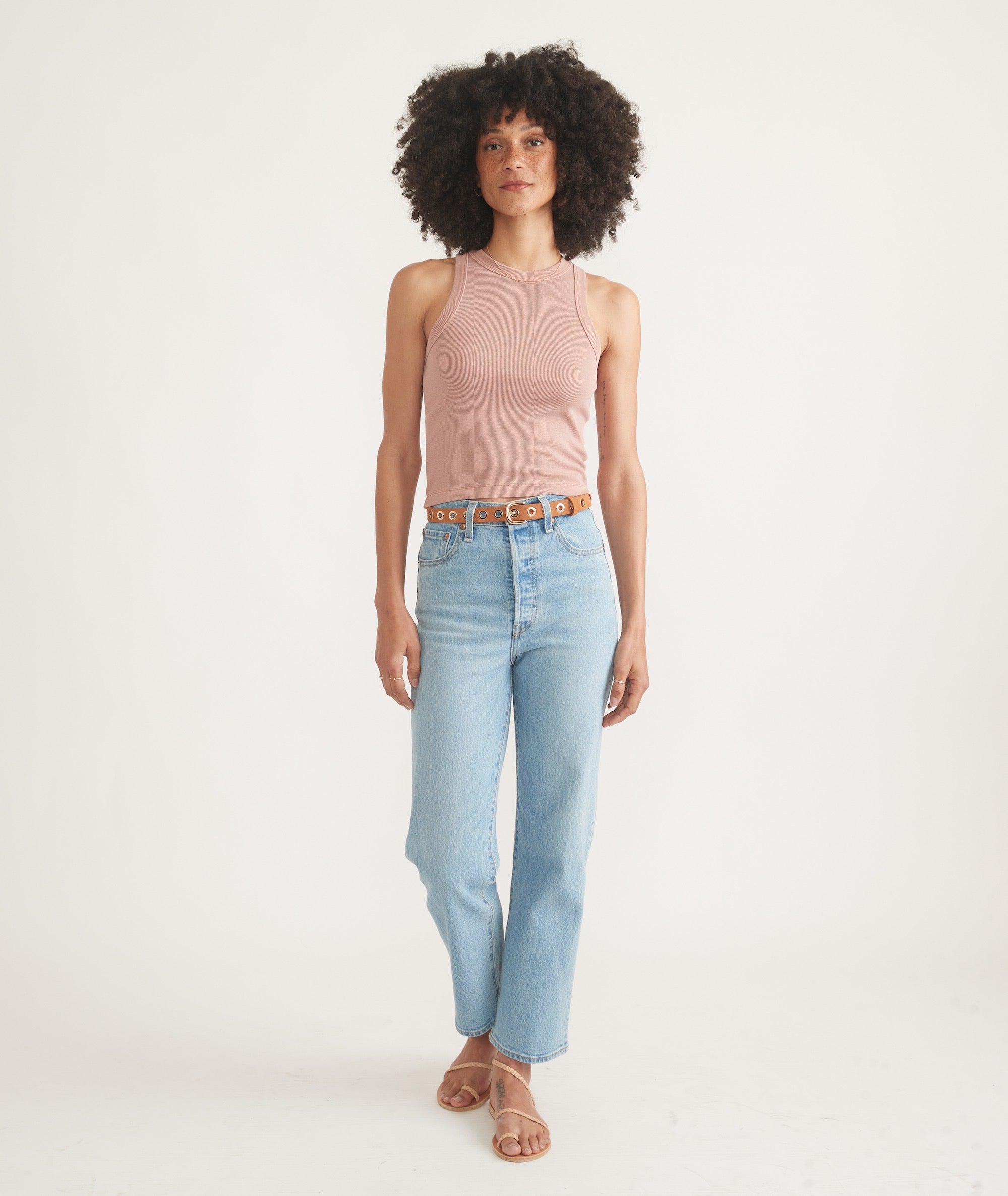 Lexi Rib Sun-In High Neck Crop Tank