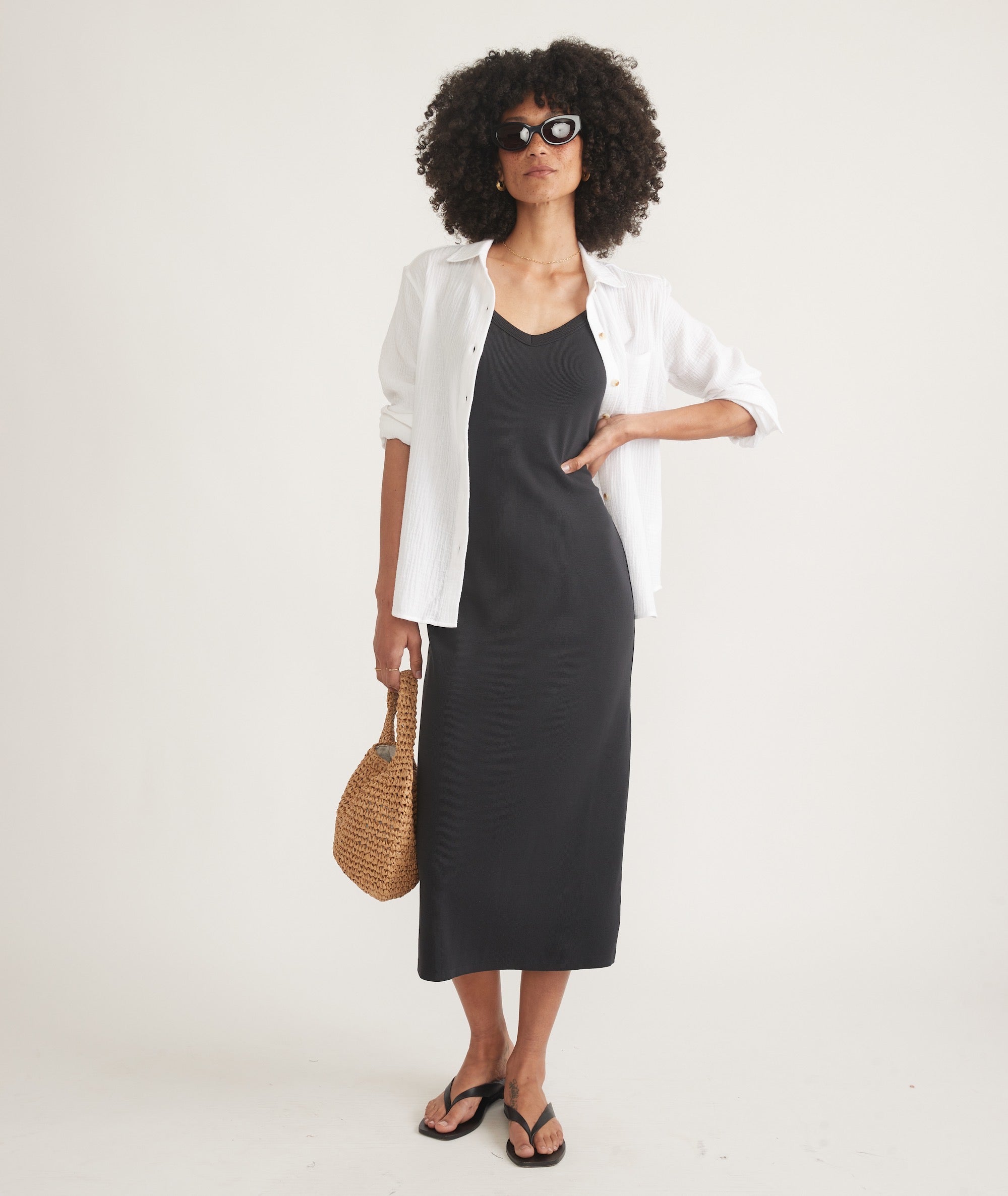 Black and white spaghetti strap dress clearance