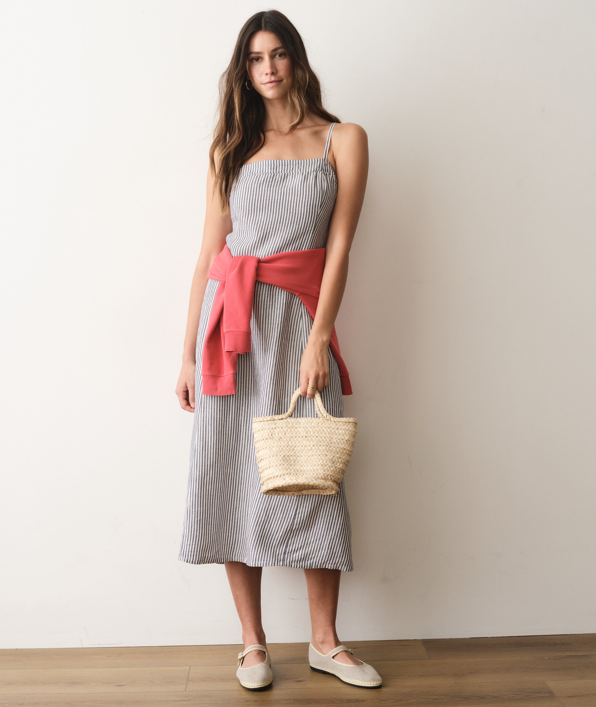 Women's Lucia Linen Dress | Navy & Cream Stripe | Large by Marine Layer Women's Lucia Linen Dress | Navy & Cream Stripe | Large by Marine Layer