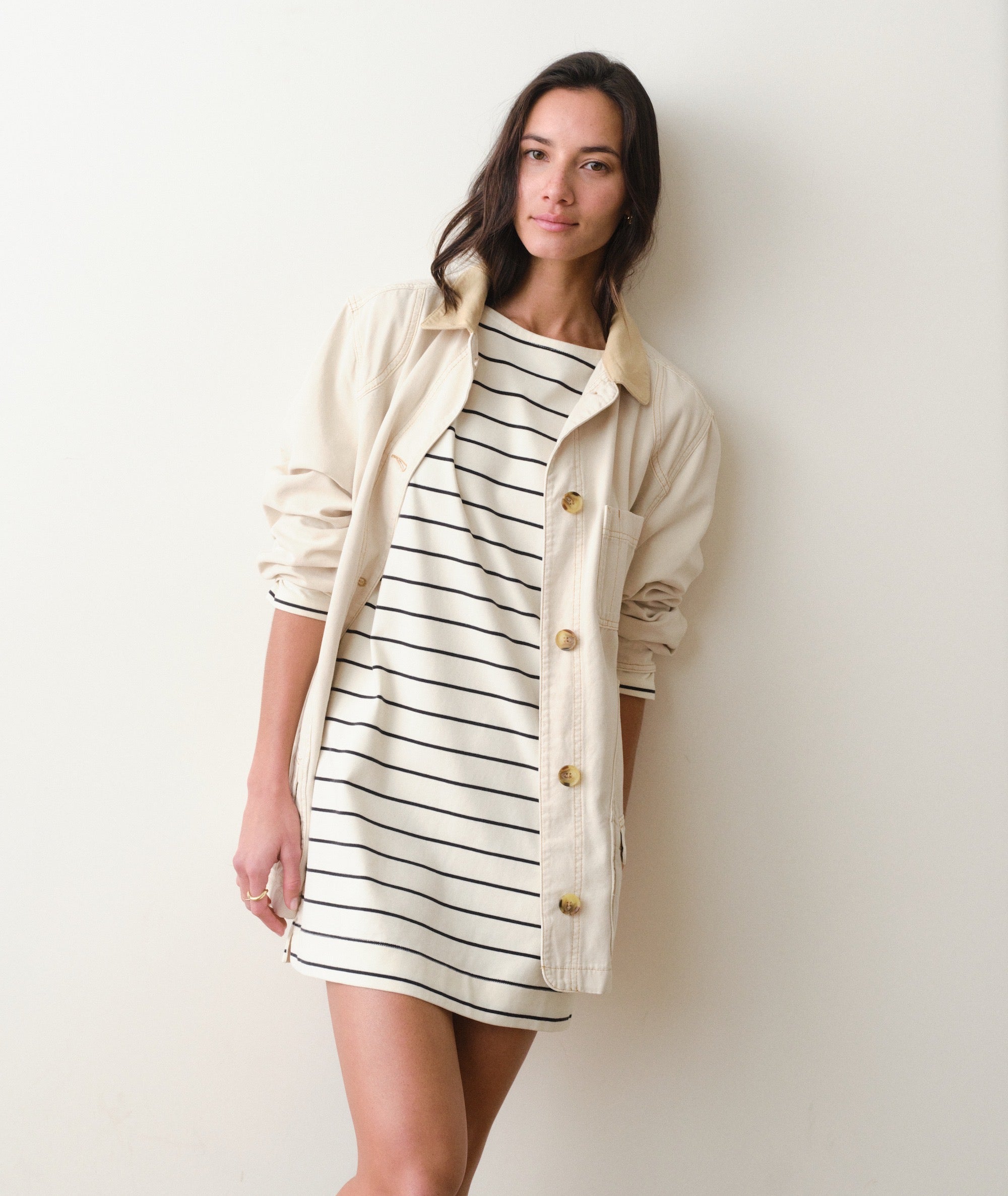 marine layer t shirt dress Mariner Mini Dress Women's Black/White Stripe / XL