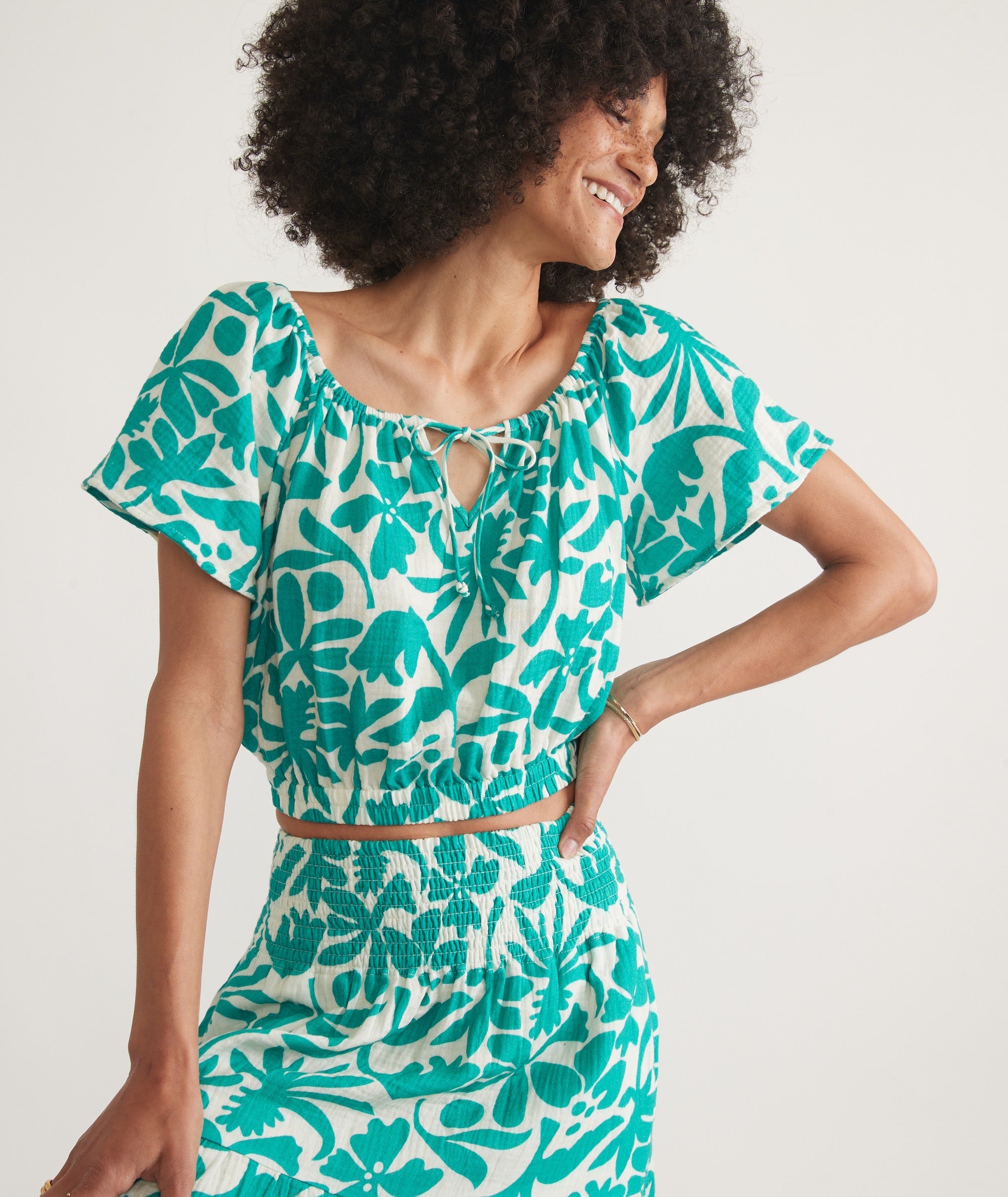 Tiana Double Cloth Cropped Blouse