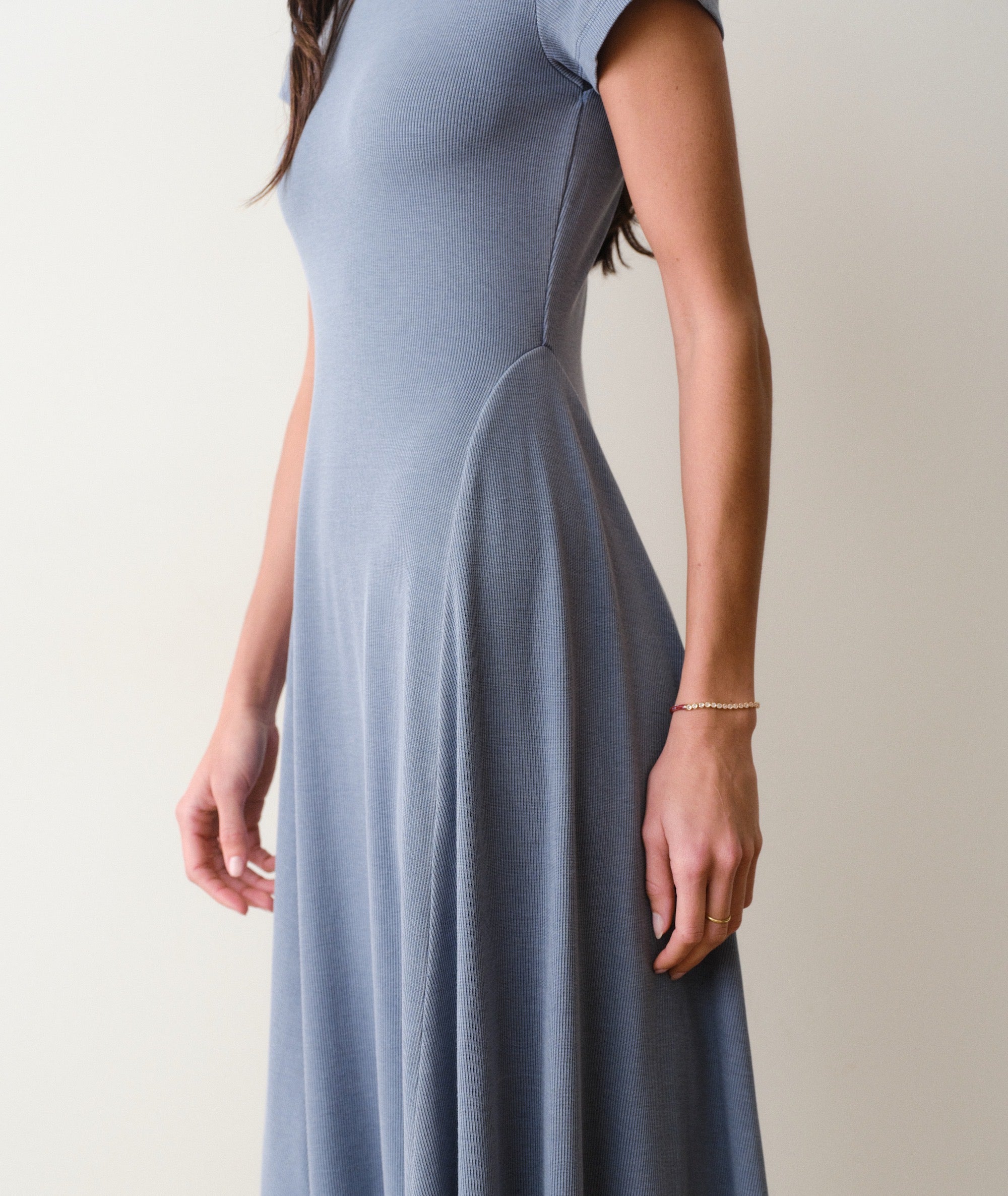 Women's Lexi Short Sleeve Fit & Flare Midi Dress | Blue | Large by Marine Layer Women's Lexi Short Sleeve Fit & Flare Midi Dress | Blue | Large by Marine Layer