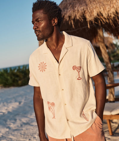 Stretch Selvage Embroidered Resort Shirt