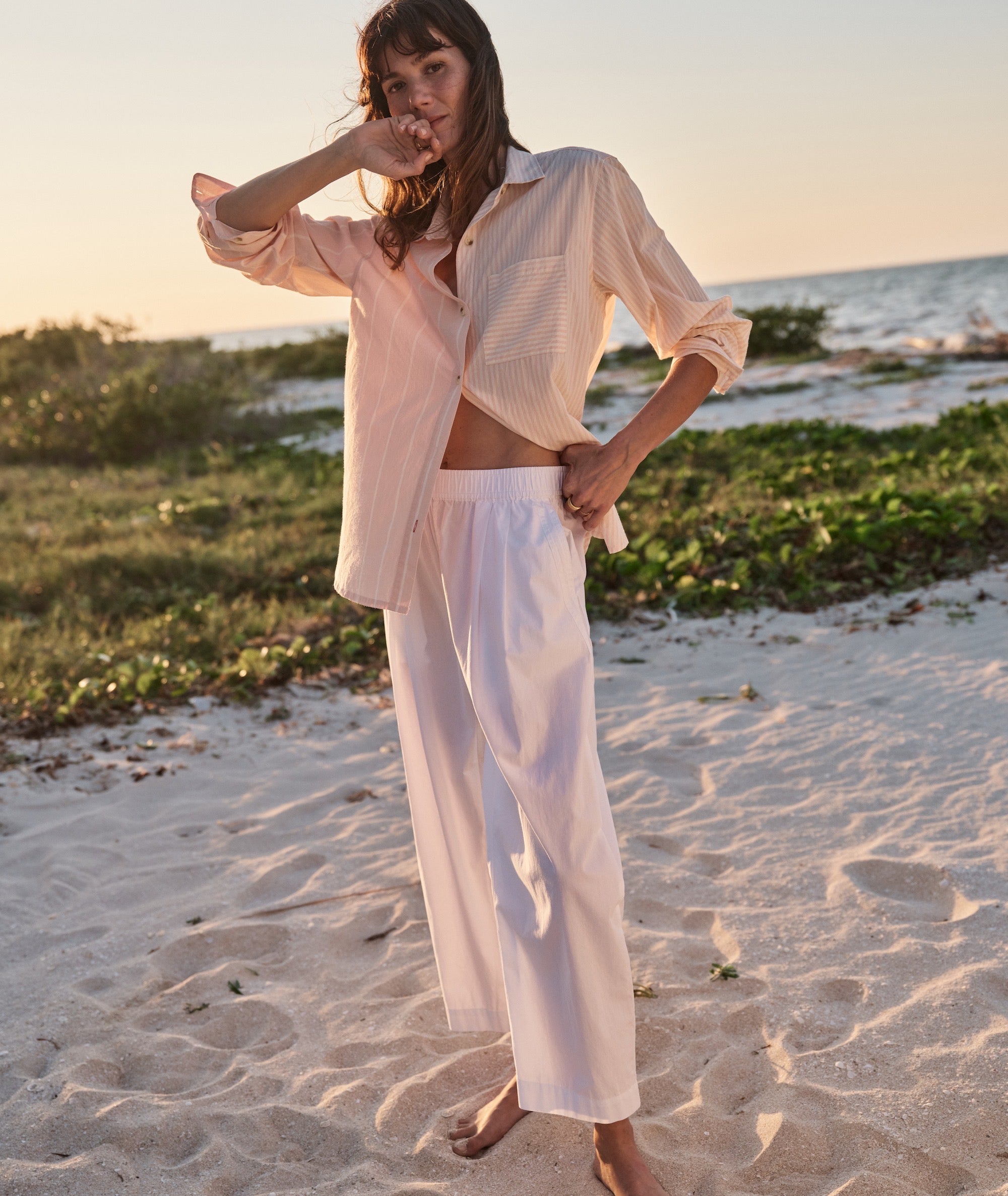 Studded Barrel Pant | WHITE
