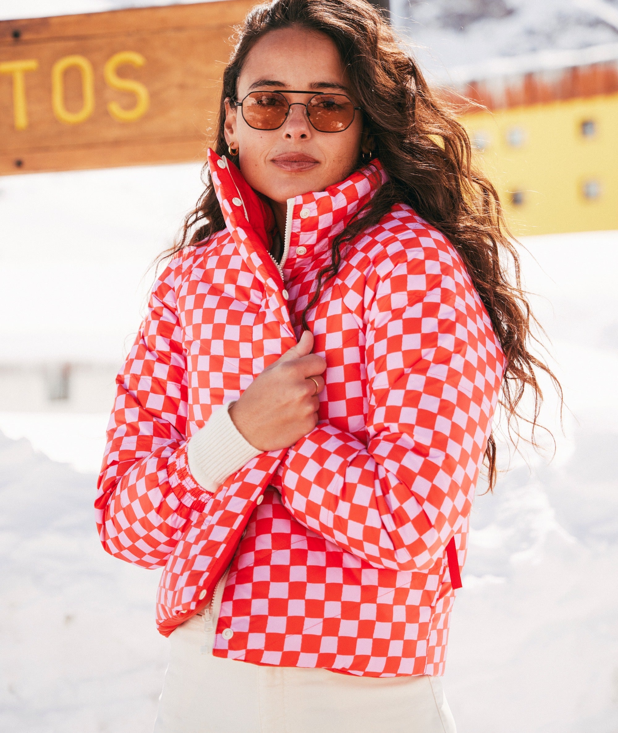 Plaid outlet puffer jacket