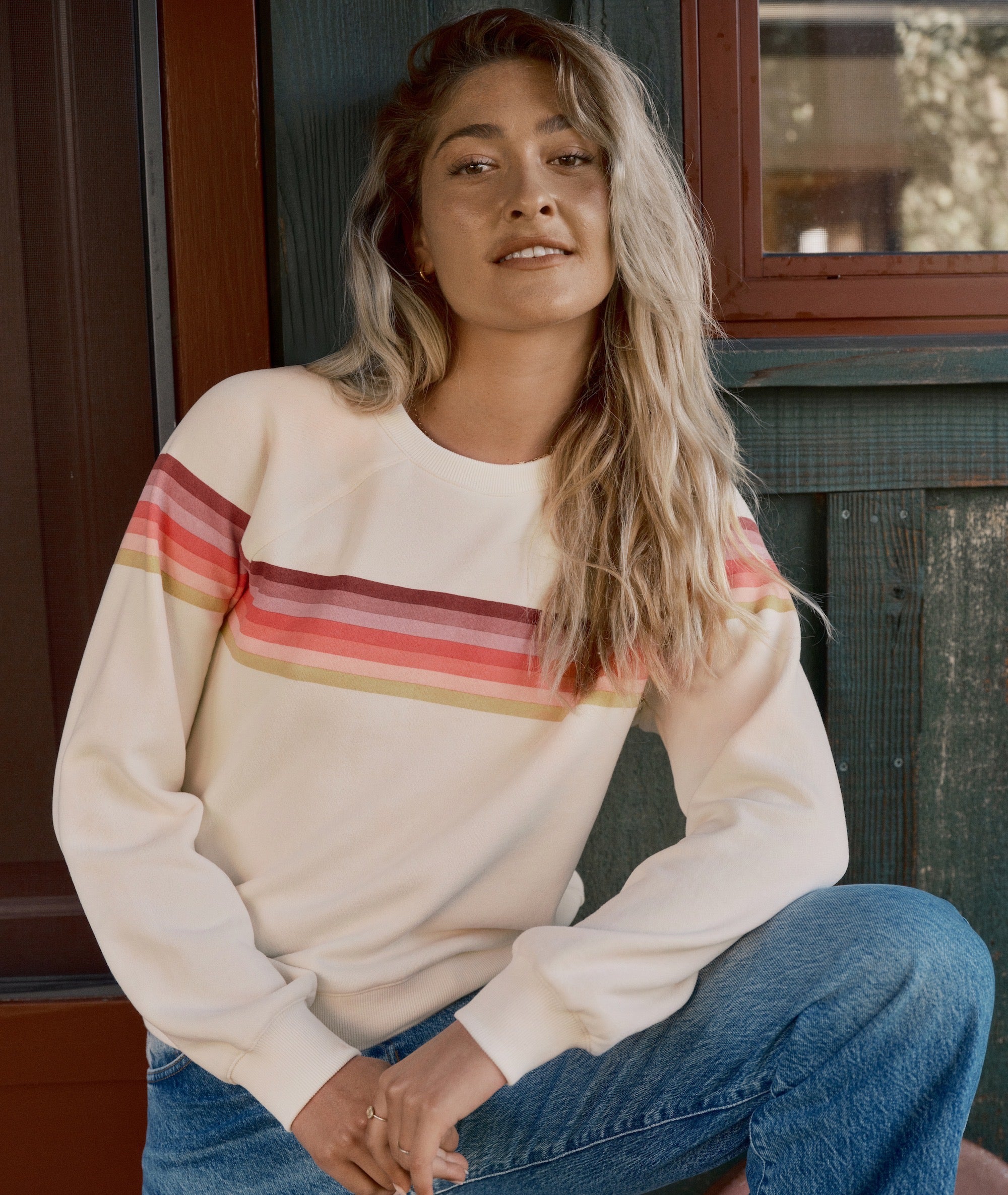White striped sweatshirt online