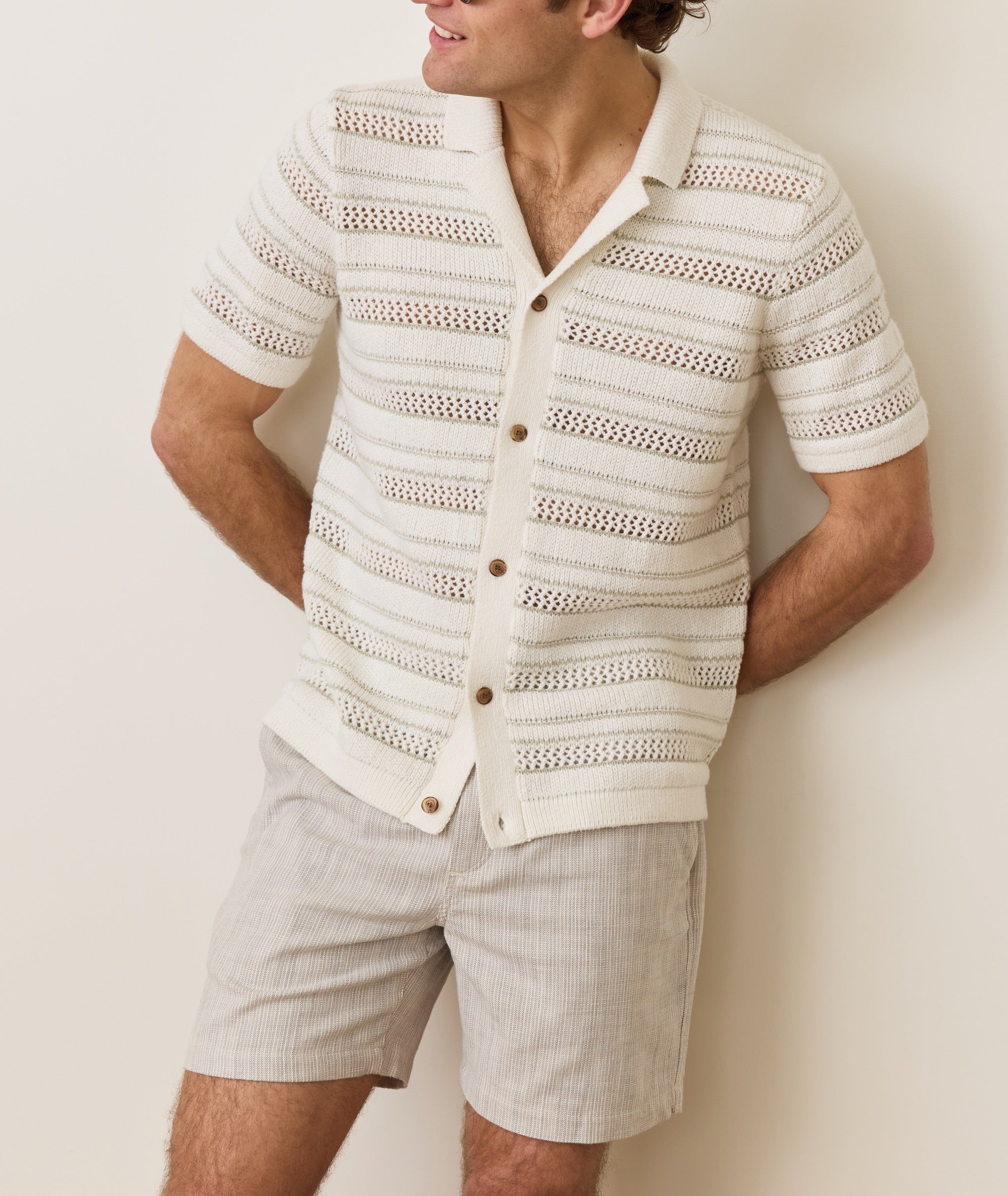 Button Sweater Open Knit Sweater Button-Down – Marine Layer