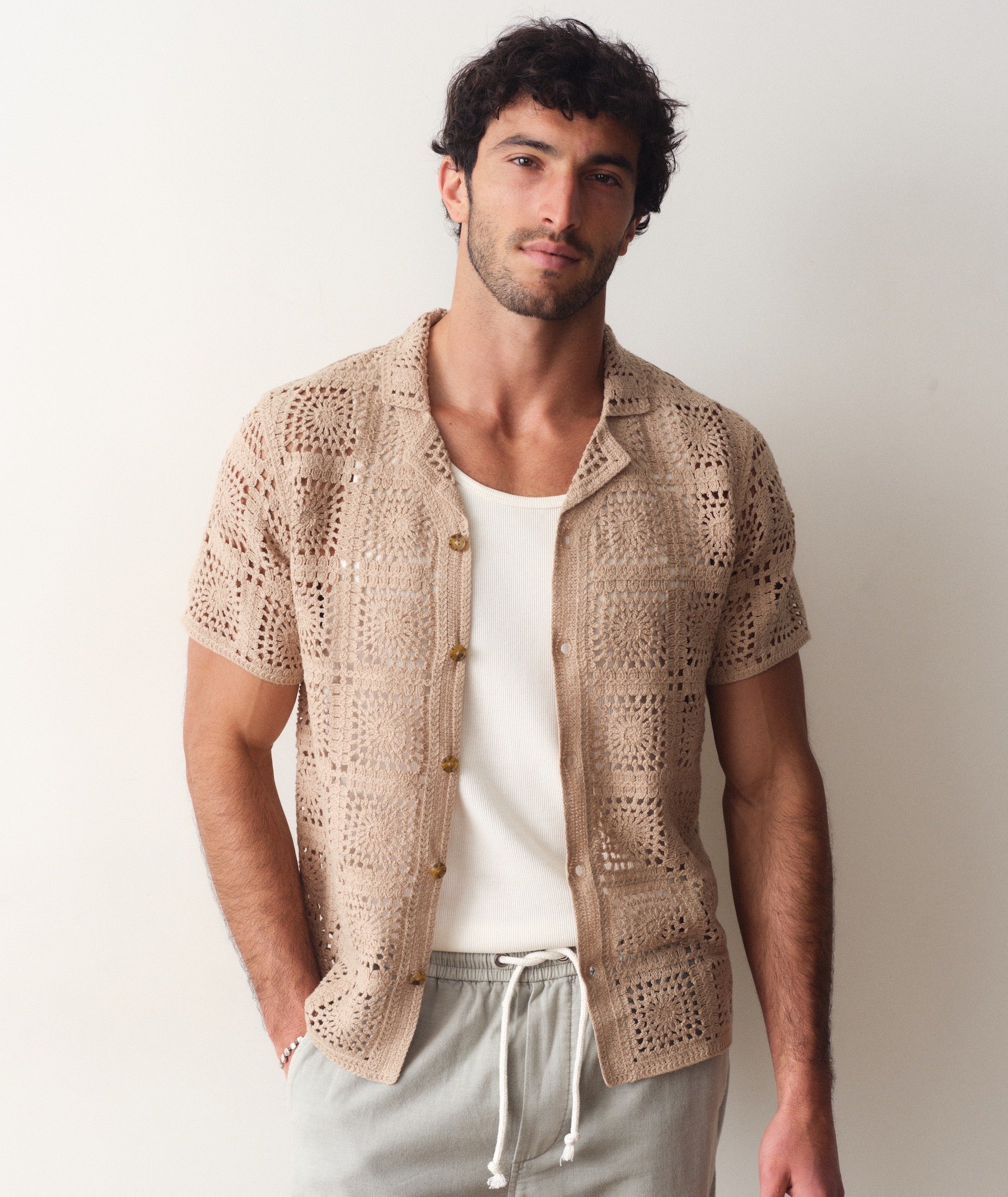 Callum Crochet Button Down