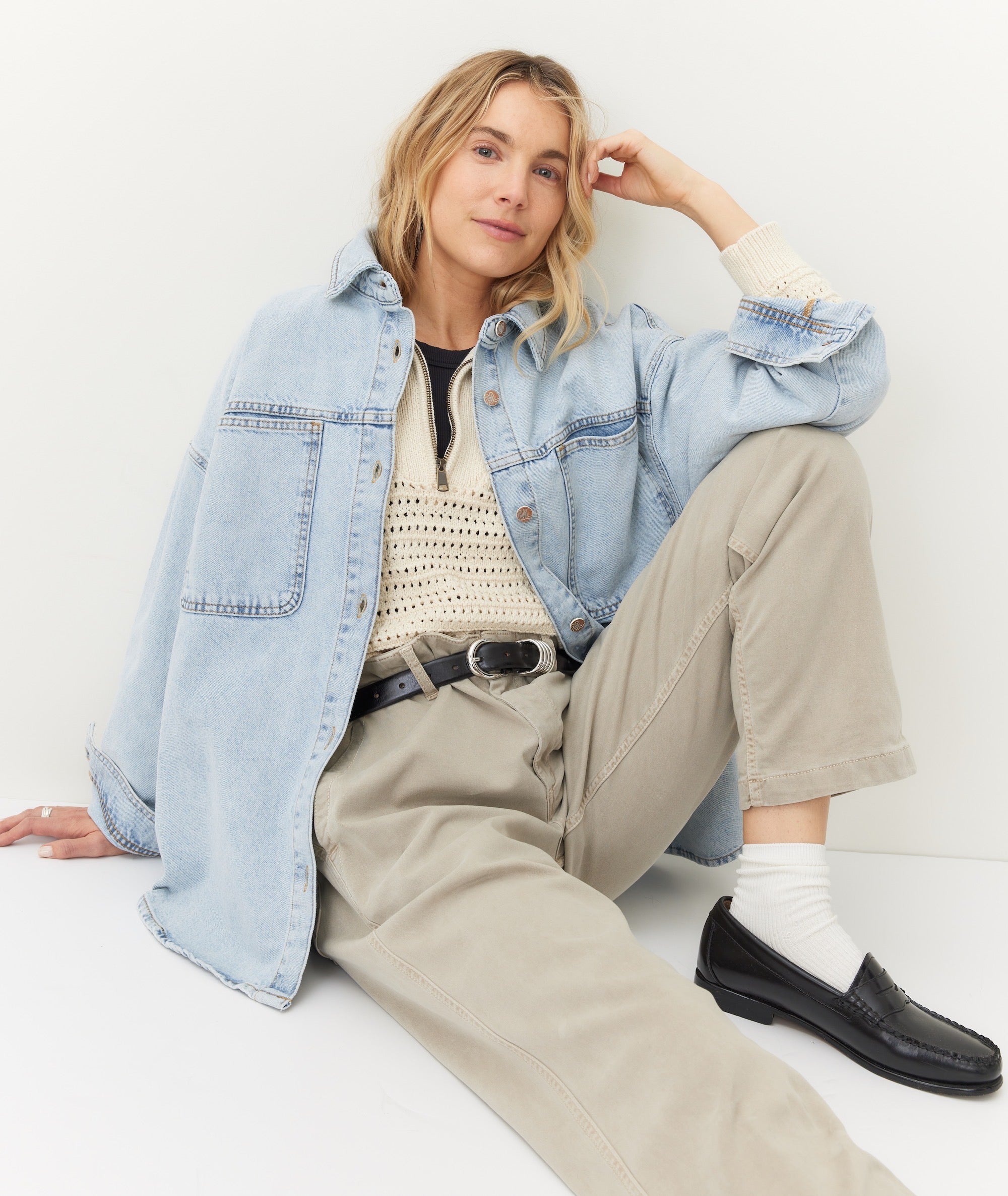Women's Molly Oversized Denim Shirt Jacket | Blue | XL by Marine Layer Women's Molly Oversized Denim Shirt Jacket | Blue | XL by Marine Layer