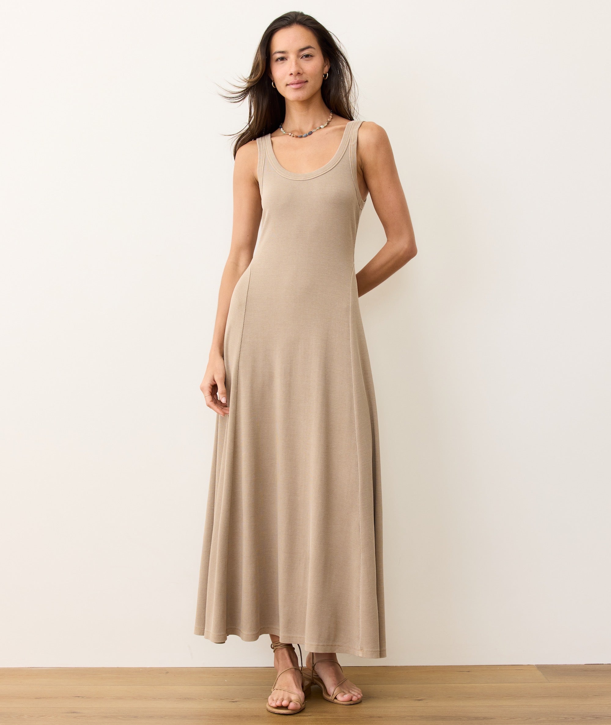 Women's Lexi Rib Sun-In Fit & Flare Dress | Cocoa | XL by Marine Layer Women's Lexi Rib Sun-In Fit & Flare Dress | Cocoa | XL by Marine Layer