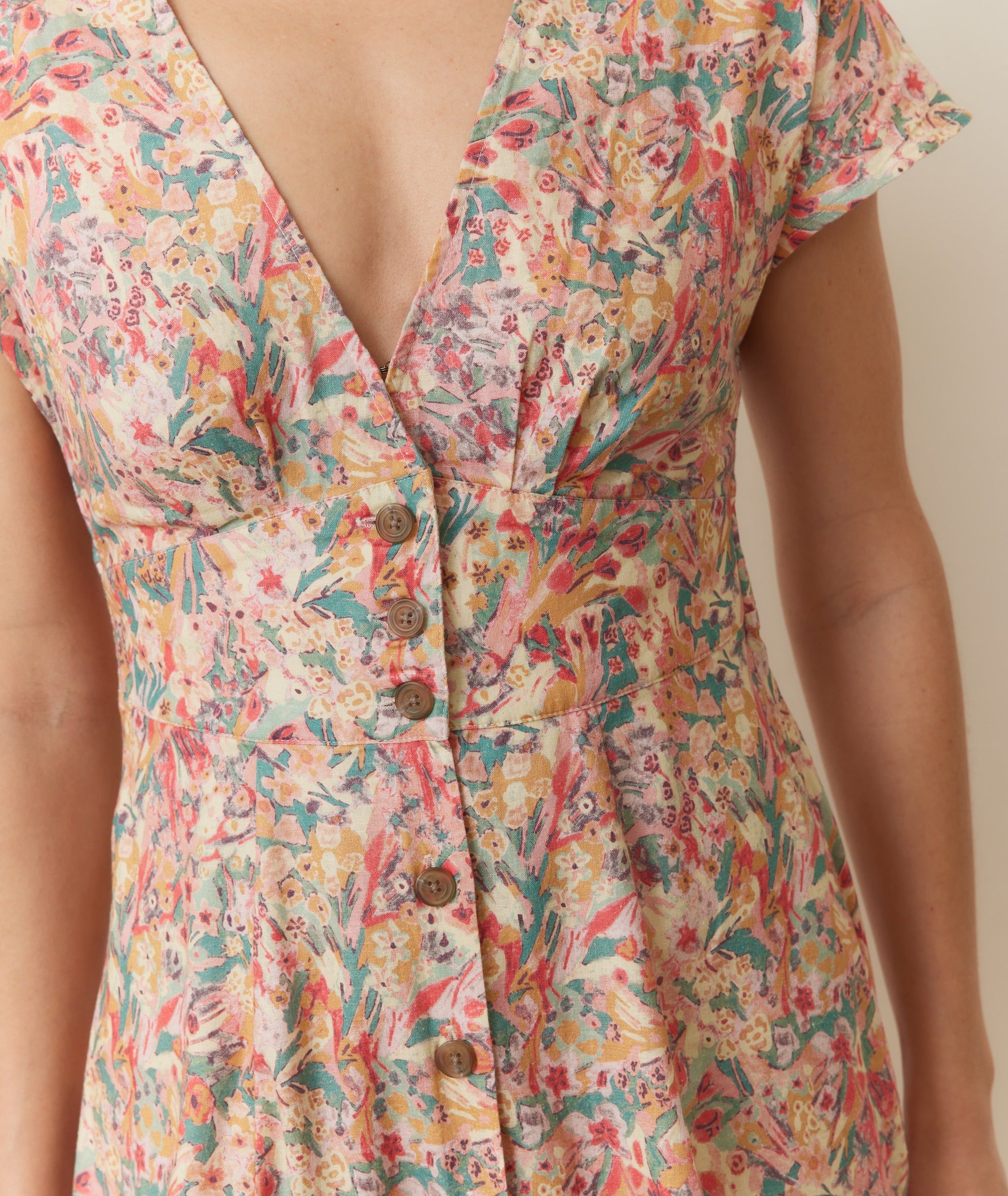 marine layer camila mini dress Camila Print Button Front Hemp Blend Minidress (Women)