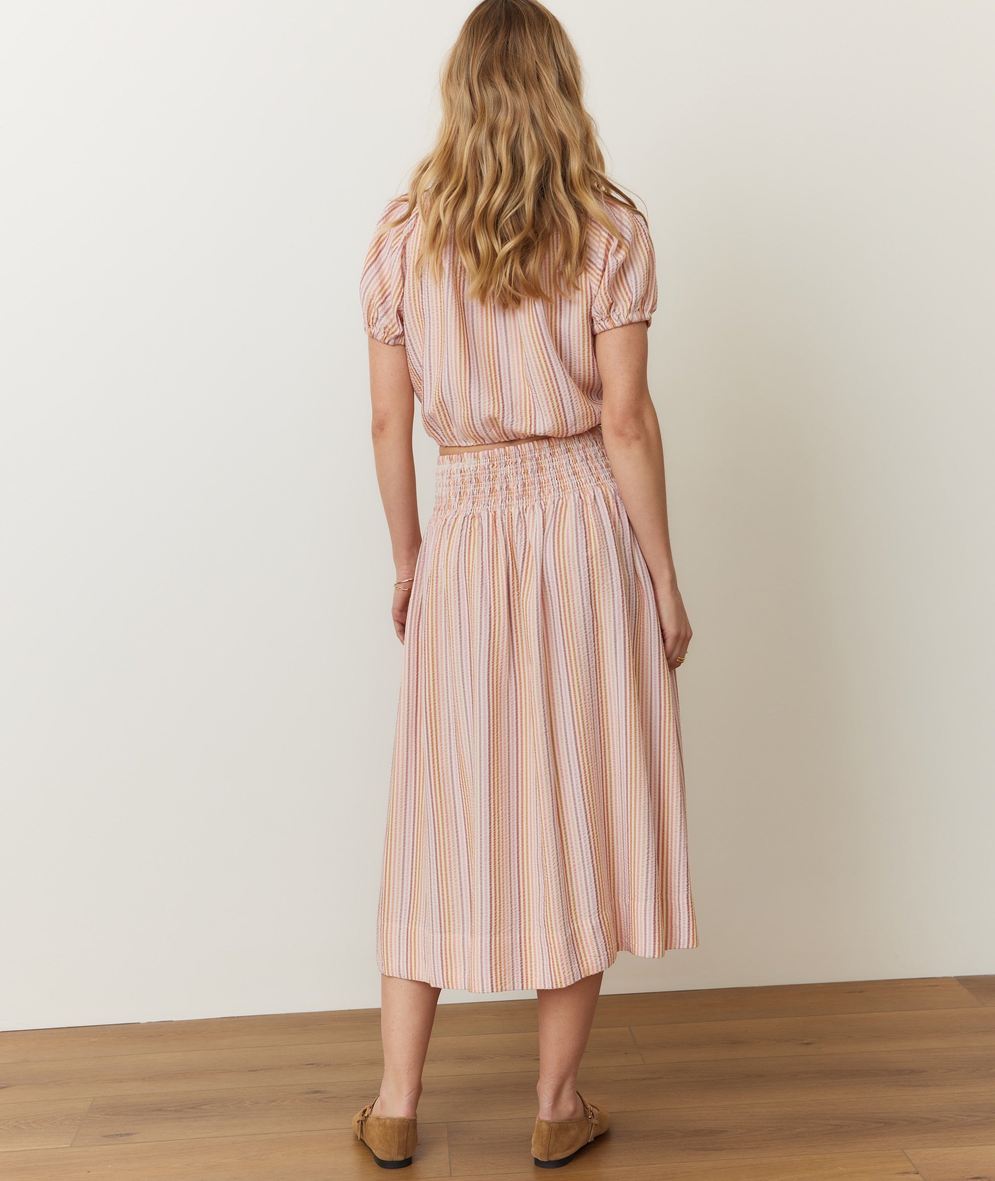 Bea Seersucker Midi Skirt