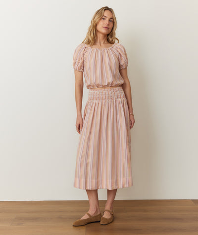 Bea Seersucker Midi Skirt