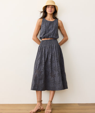 Bea Eyelet Midi Skirt