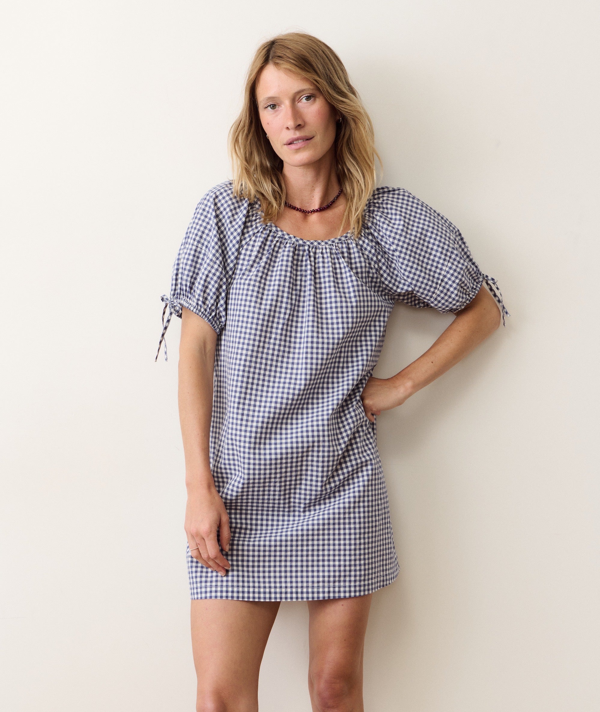 Women's Aleca Mini Dress | Bay Blue Gingham | Large by Marine Layer Women's Aleca Mini Dress | Bay Blue Gingham | Large by Marine Layer