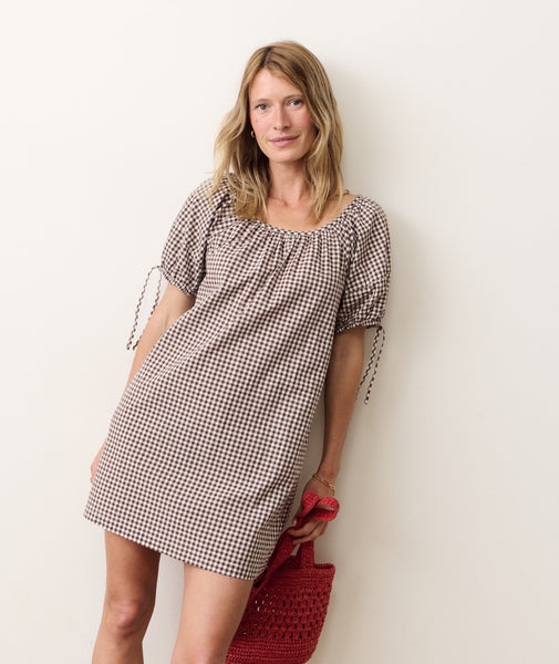 aruba layered mini dress Women's Aleca | Chocolate Gingham summer vacation dress