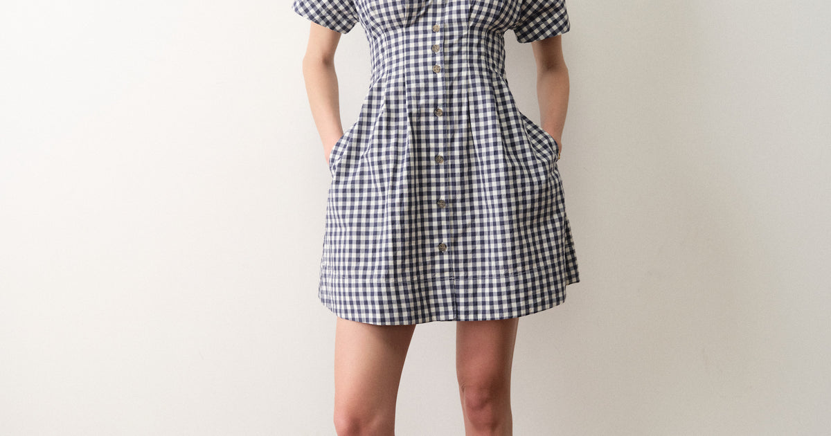 marine layer erin shirt dress Marine Layer Arden Mini Shirt Dress Black/White Gingham / S