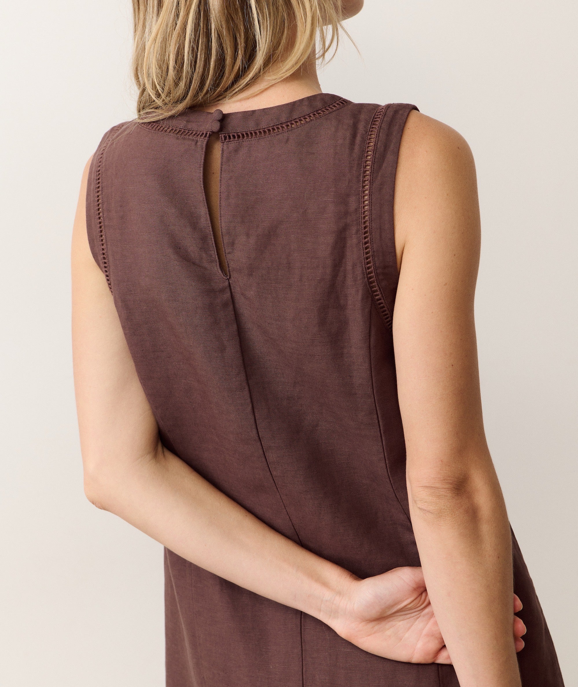 Women's Cora Linen Mini Dress | Brown | XS by Marine Layer Women's Cora Linen Mini Dress | Brown | XS by Marine Layer