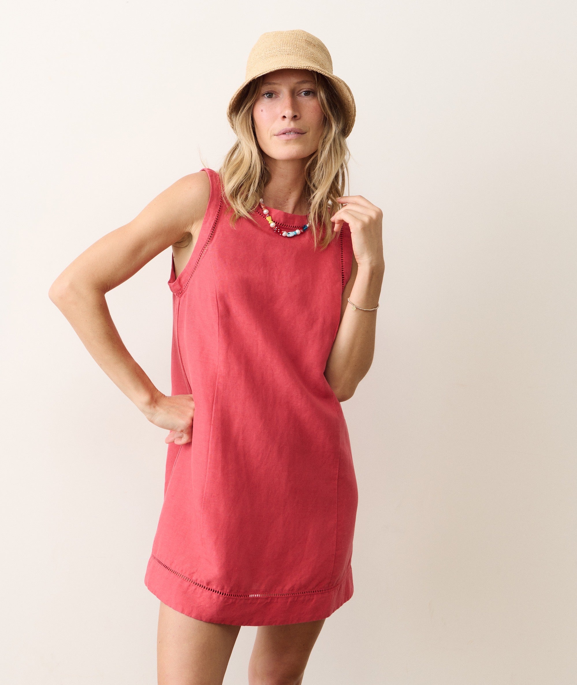 Marine Layer Women's Cora Linen Blend A-Line Minidress - Red