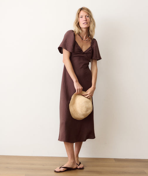 Women's Iris Linen Midi Dress | Shaved Chocolate