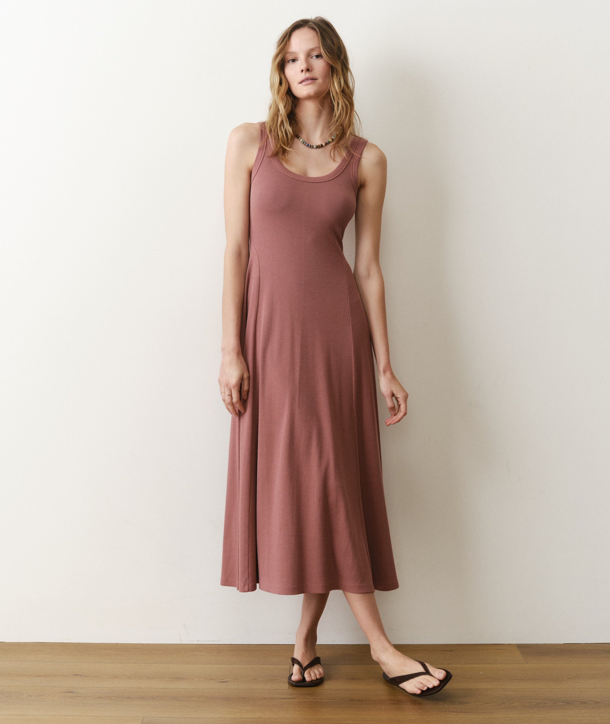 Women's Lexi Rib Fit & Flare Dress | Clay | Medium by Marine Layer Women's Lexi Rib Fit & Flare Dress | Clay | Medium by Marine Layer
