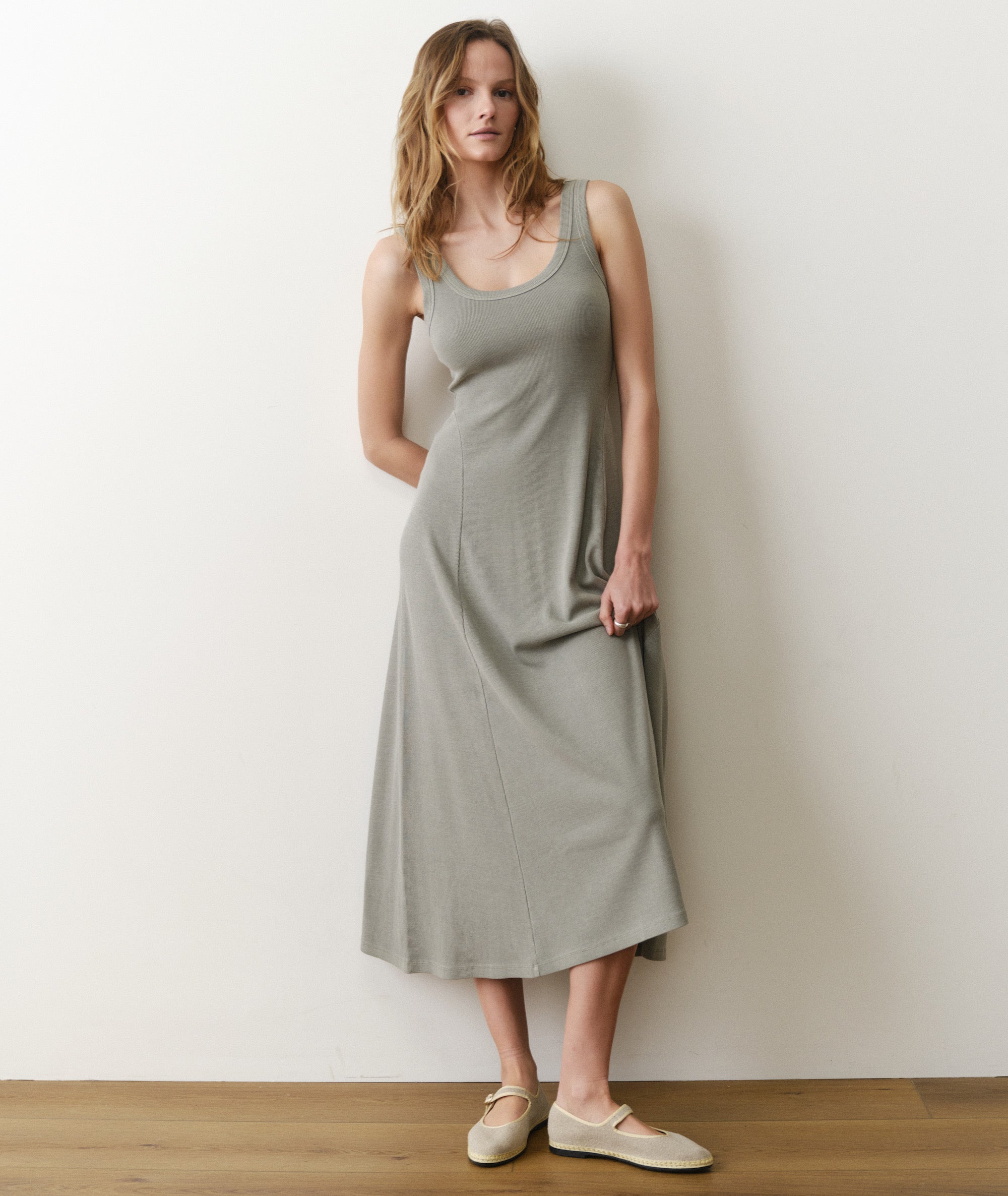 Marine Layer - Lexi Rib Sun-In Scoop Neck Dress - Fern, L Marine Layer - Lexi Rib Sun-In Scoop Neck Dress - Fern, L