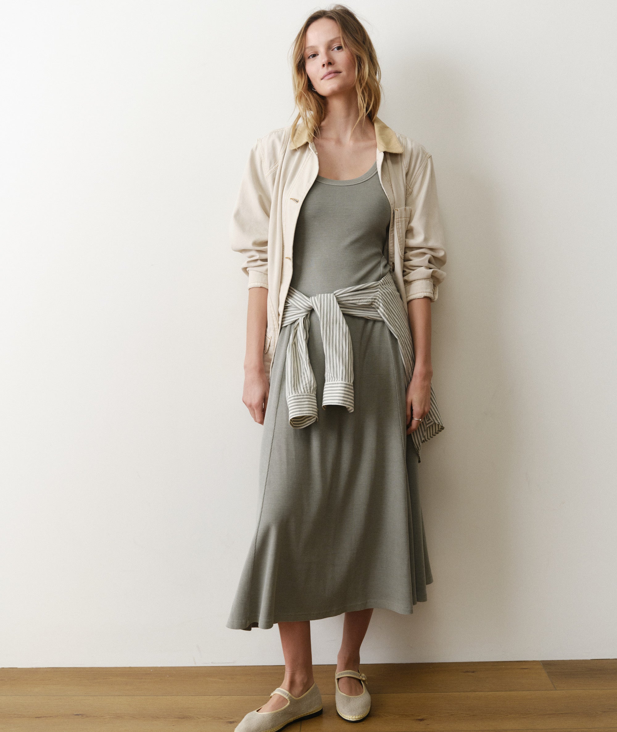 Marine Layer - Lexi Rib Sun-In Scoop Neck Dress - Fern, L Marine Layer - Lexi Rib Sun-In Scoop Neck Dress - Fern, L