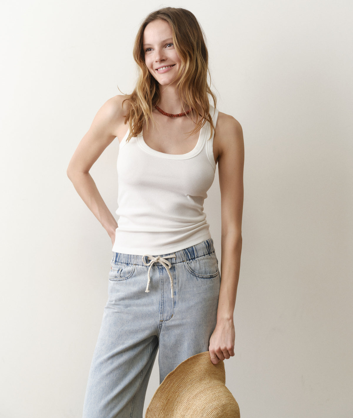 Lexi Rib Sun-In Tank - White
