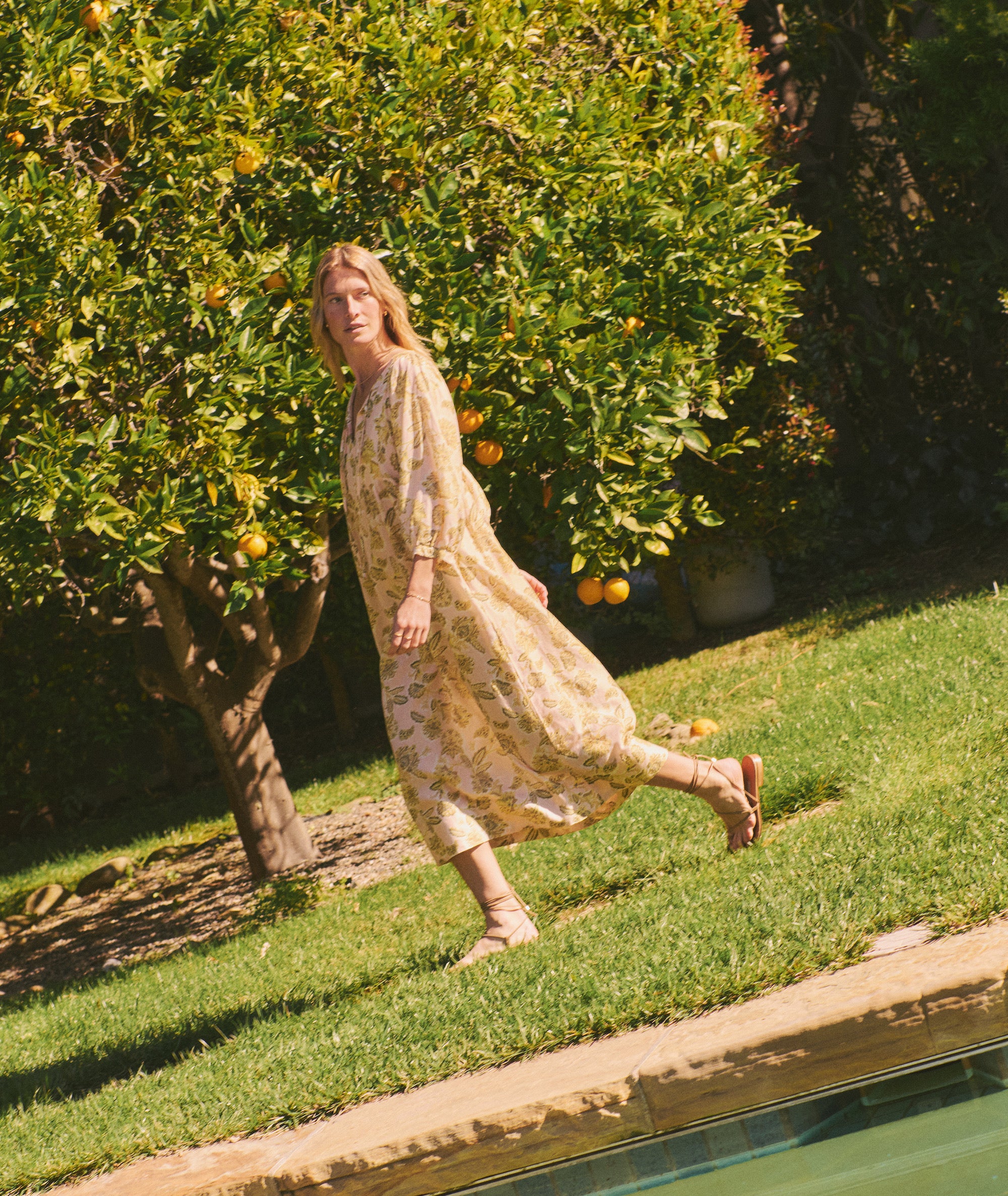 Women's Nell Midi Dress | Pink Floral | Small by Marine Layer Women's Nell Midi Dress | Pink Floral | Small by Marine Layer
