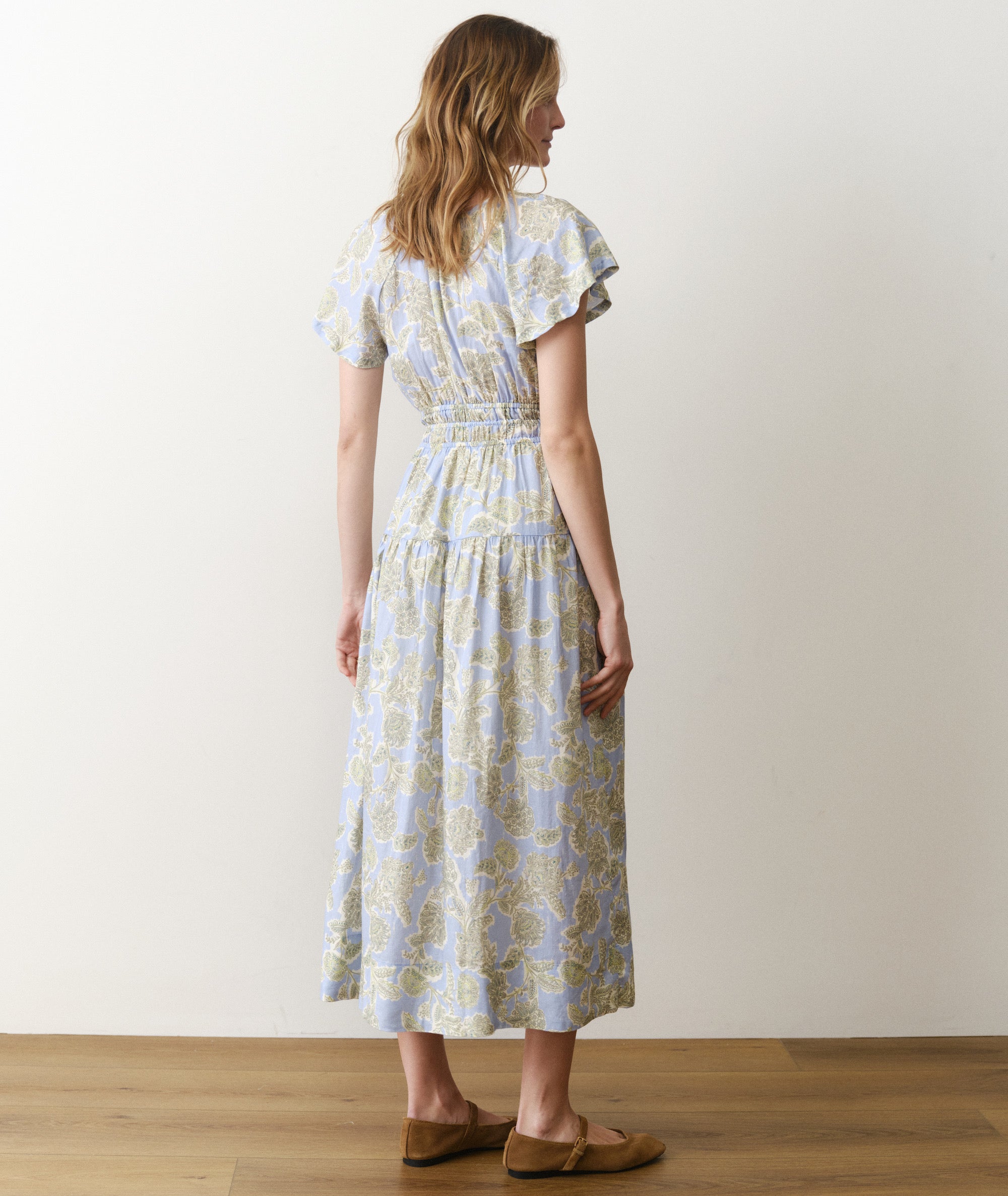 Women's Skye Midi Dress | Blue Floral | XS by Marine Layer Women's Skye Midi Dress | Blue Floral | XS by Marine Layer