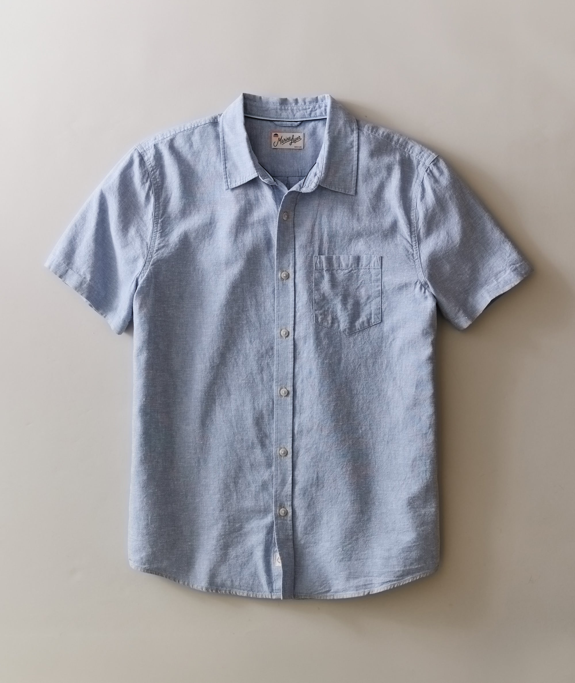 Better-Than-Linen Short Sleeve Shirt - Chambray L Better-Than-Linen Short Sleeve Shirt - Chambray L